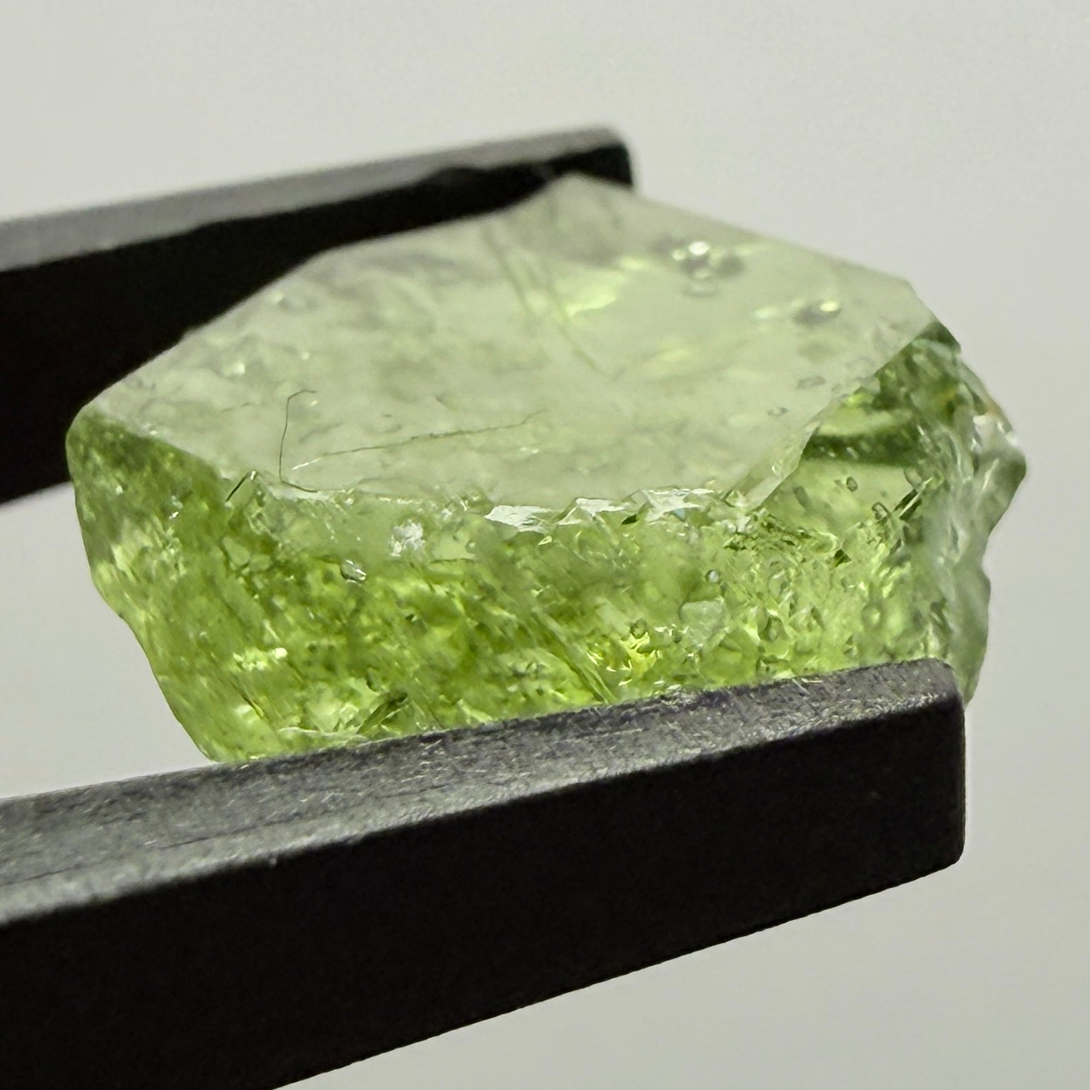 Tourmaline Crystal, 4.87ct, Laletema, Untreated Unheated, heavily included, naturally flat crystal, set as is, superb inclusions inside