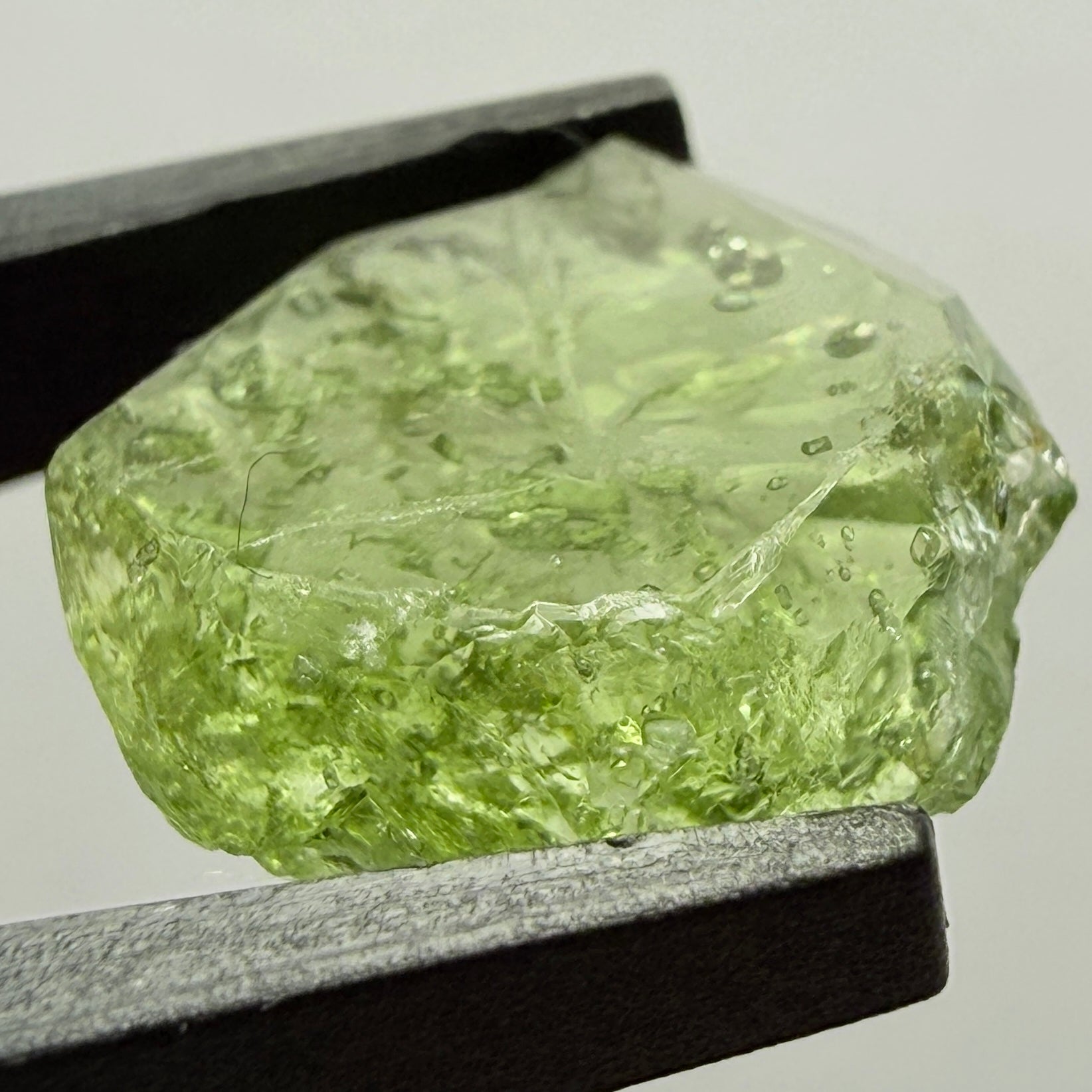 Tourmaline Crystal, 4.87ct, Laletema, Untreated Unheated, heavily included, naturally flat crystal, set as is, superb inclusions inside