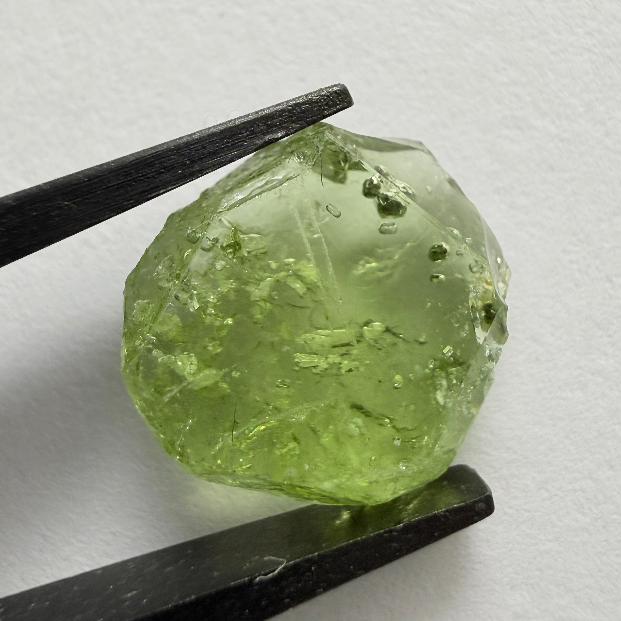 Tourmaline Crystal, 4.87ct, Laletema, Untreated Unheated, heavily included, naturally flat crystal, set as is, superb inclusions inside