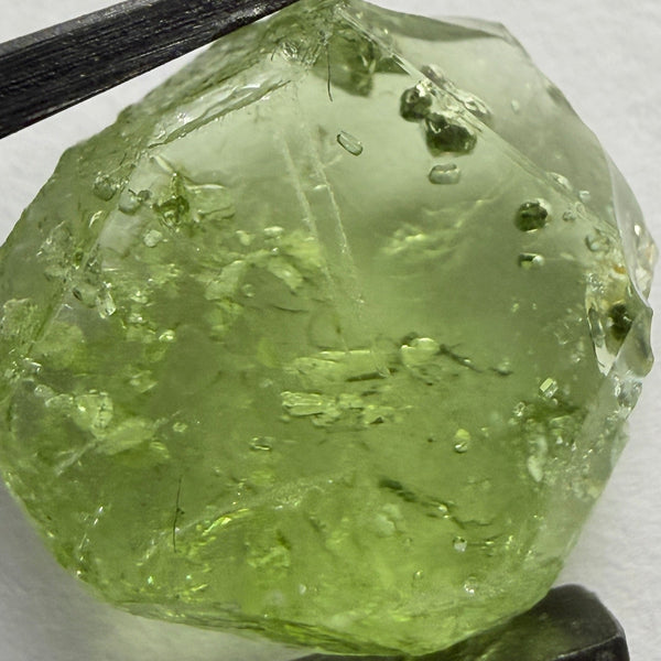 Tourmaline Crystal, 4.87ct, Laletema, Untreated Unheated, heavily included, naturally flat crystal, set as is, superb inclusions inside