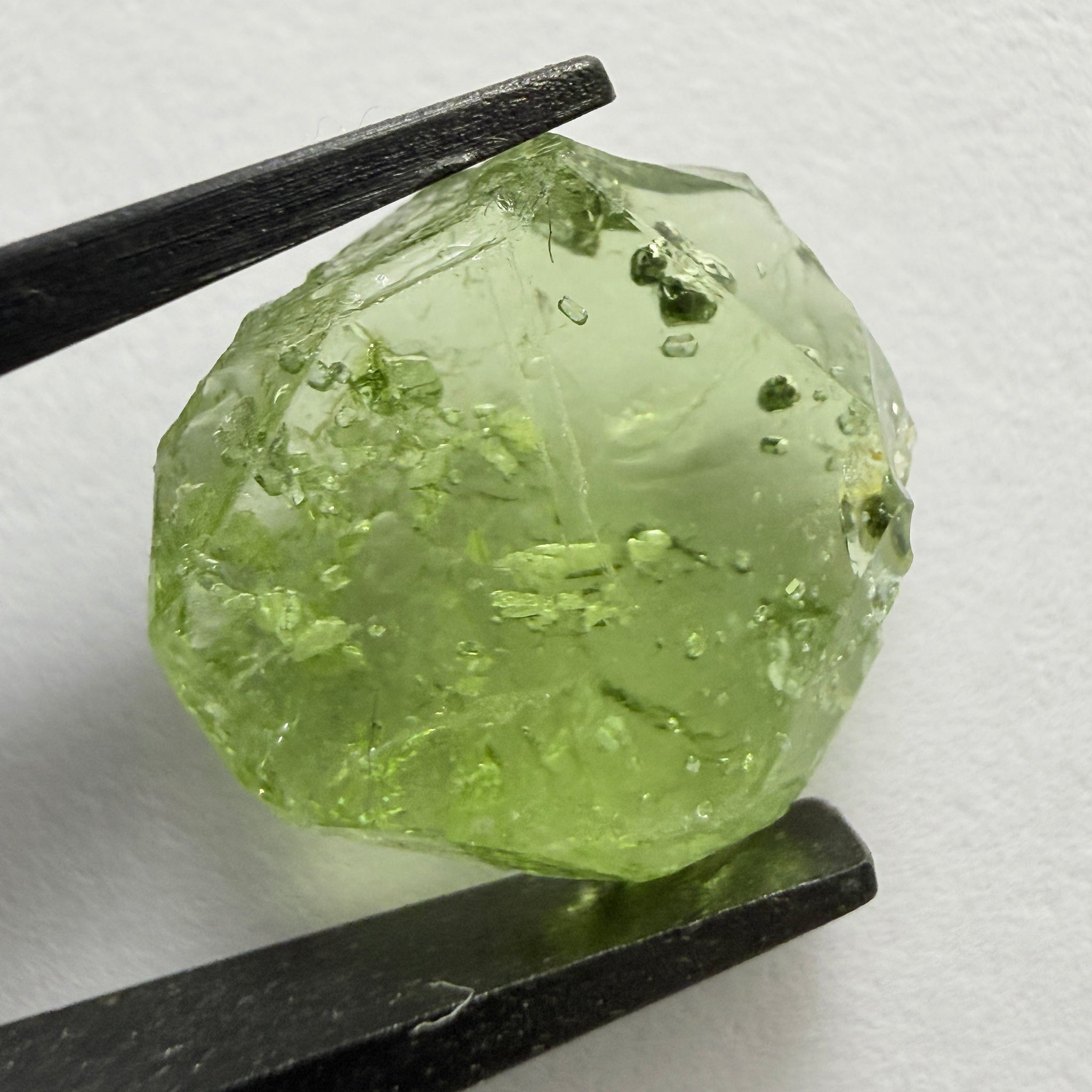 Tourmaline Crystal, 4.87ct, Laletema, Untreated Unheated, heavily included, naturally flat crystal, set as is, superb inclusions inside