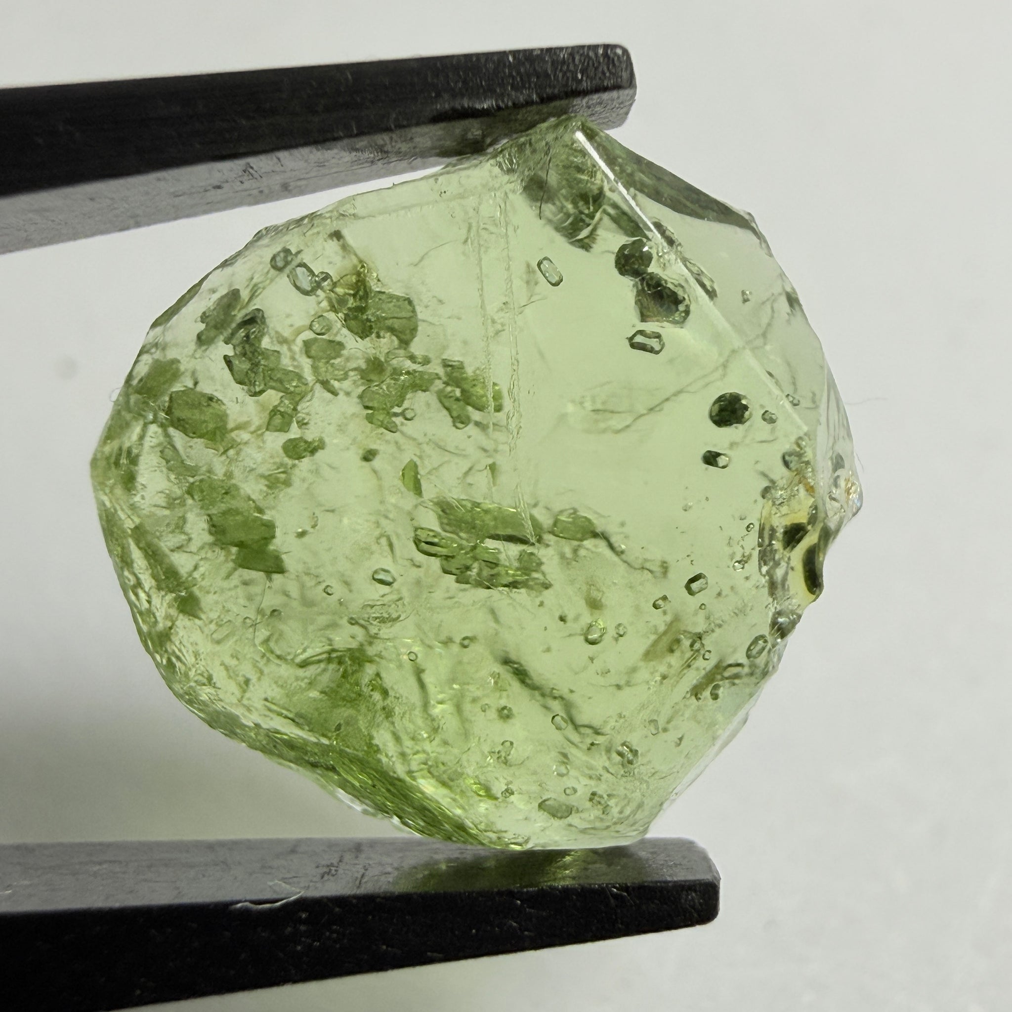 Tourmaline Crystal, 4.87ct, Laletema, Untreated Unheated, heavily included, naturally flat crystal, set as is, superb inclusions inside