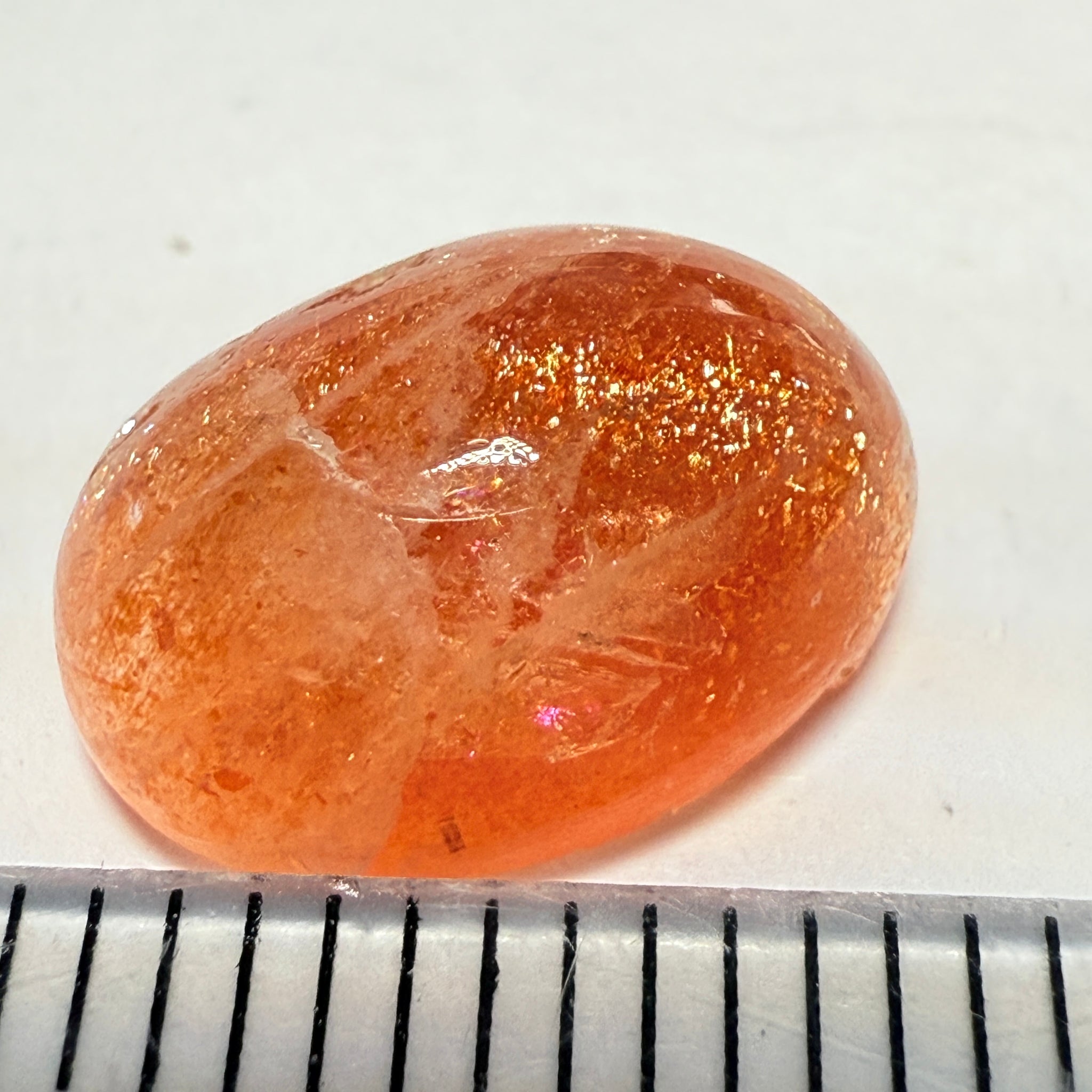 Confetti Sunstone Cabochon, 4.16ct, Tanzania, Untreated Unheated, flat backed