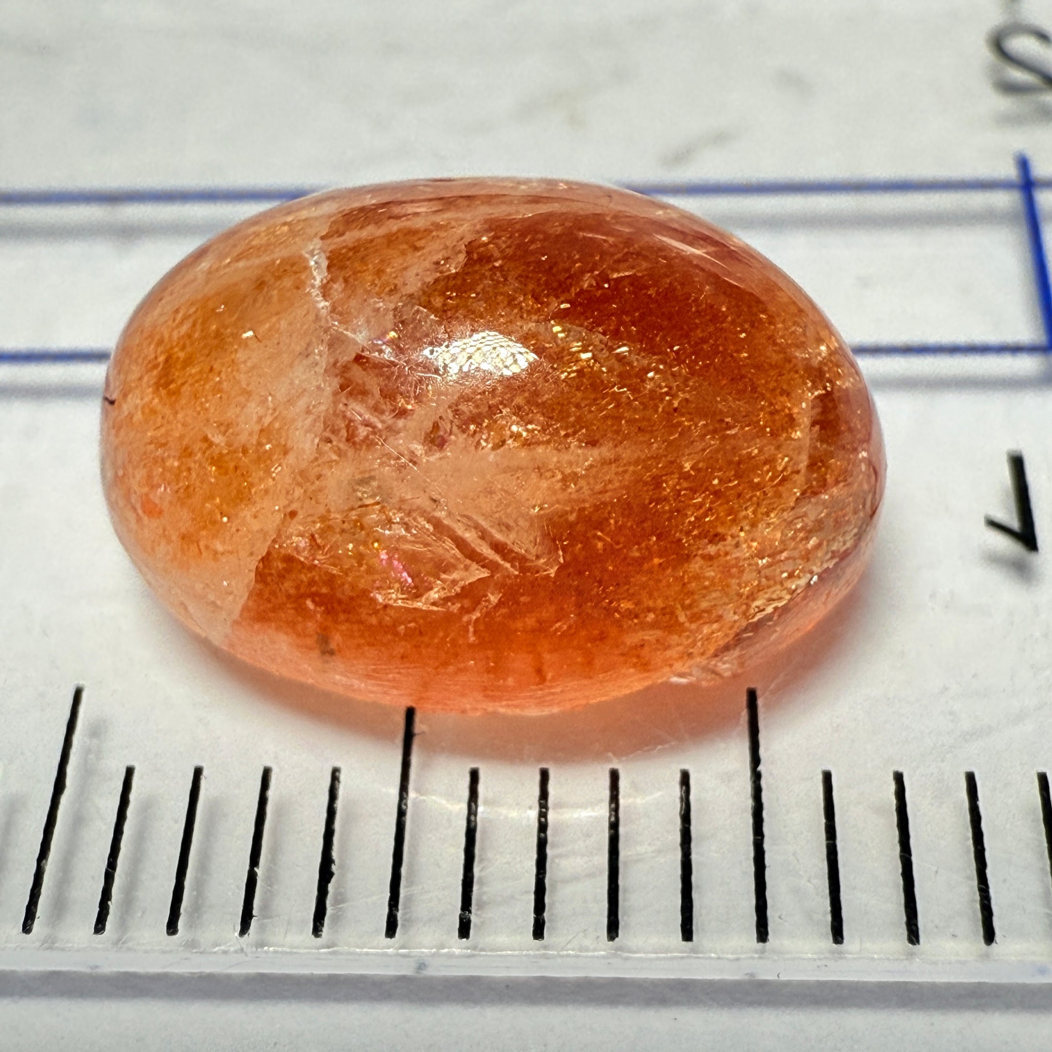 Confetti Sunstone Cabochon, 4.16ct, Tanzania, Untreated Unheated, flat backed