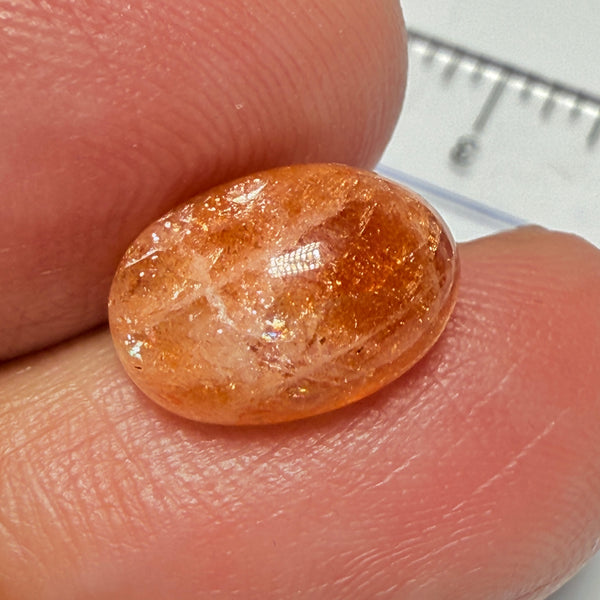 Confetti Sunstone Cabochon, 4.16ct, Tanzania, Untreated Unheated, flat backed
