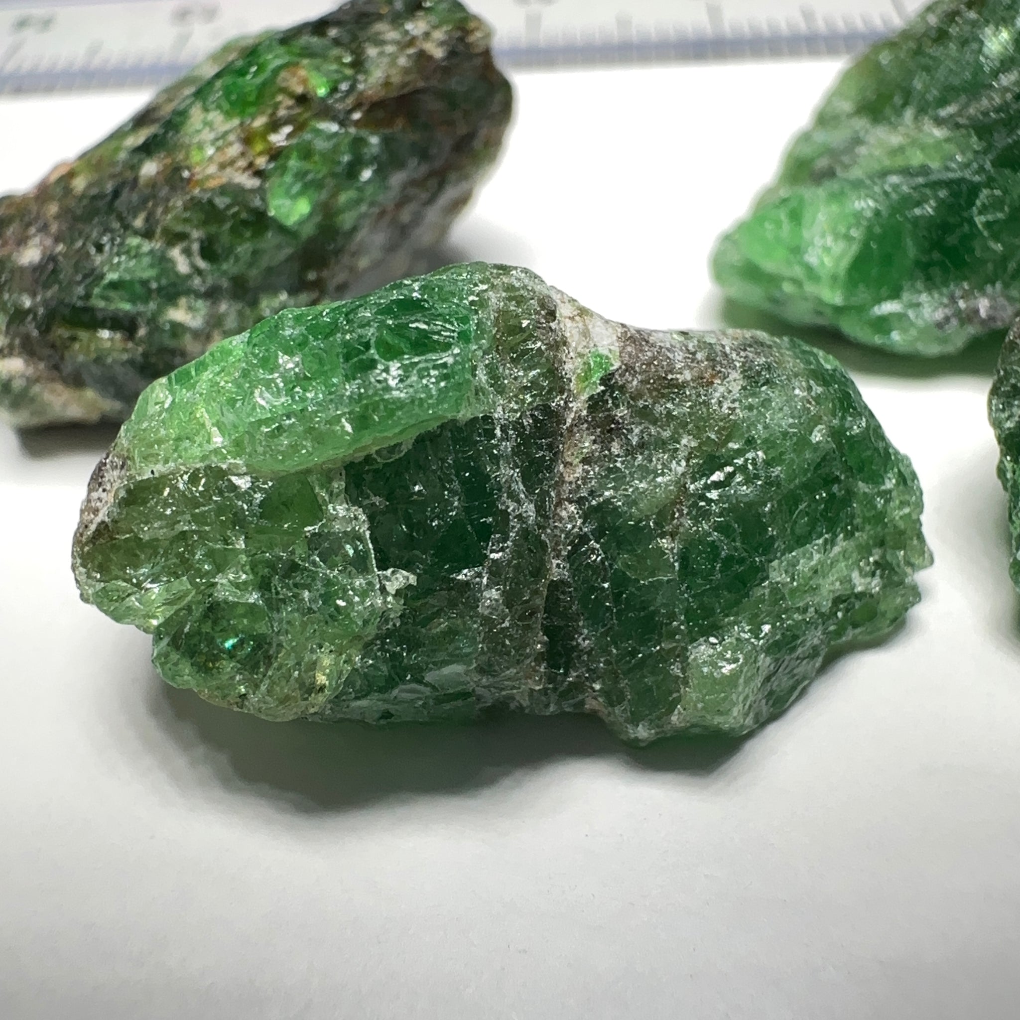 Tsavorite Garnet Lot, 101.98ct, Tanzania. Untreated Unheated. 11.26ct- 27.87ct. Good as specimens to add to a collection