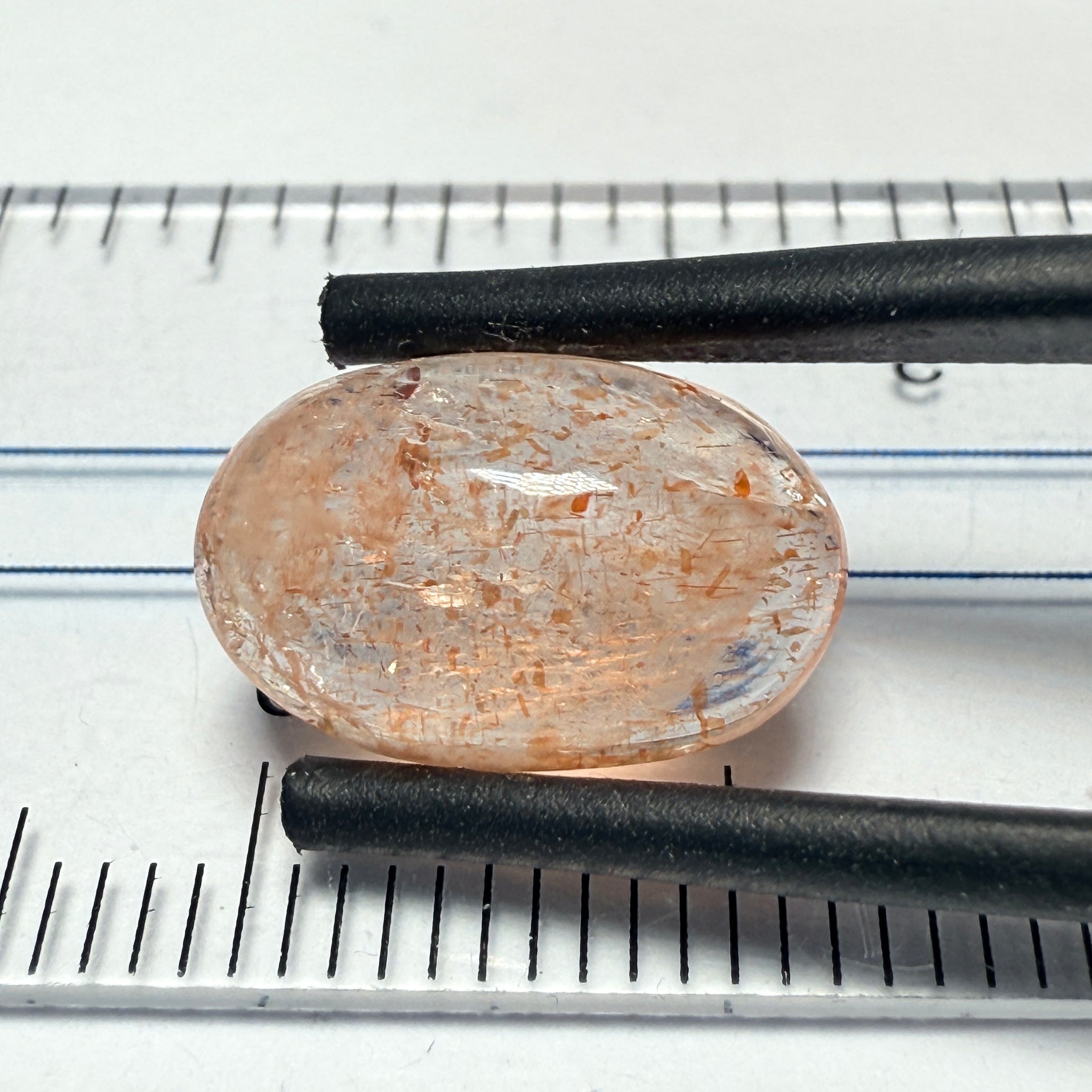 Confetti Sunstone Cabochon, 4.31ct, Tanzania, Untreated Unheated, flat backed