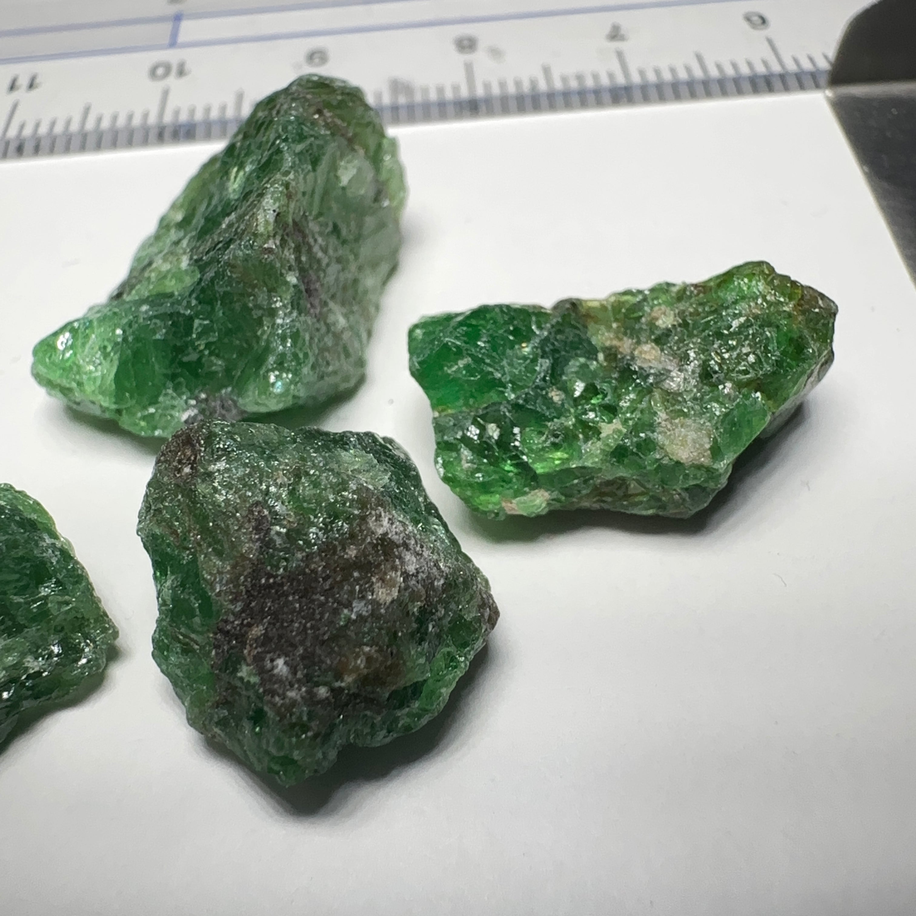 101.98ct Tsavorite Garnet Lot, Tanzania. Untreated Unheated. 11.26ct- 27.87ct. Good as specimens to add to a collection
