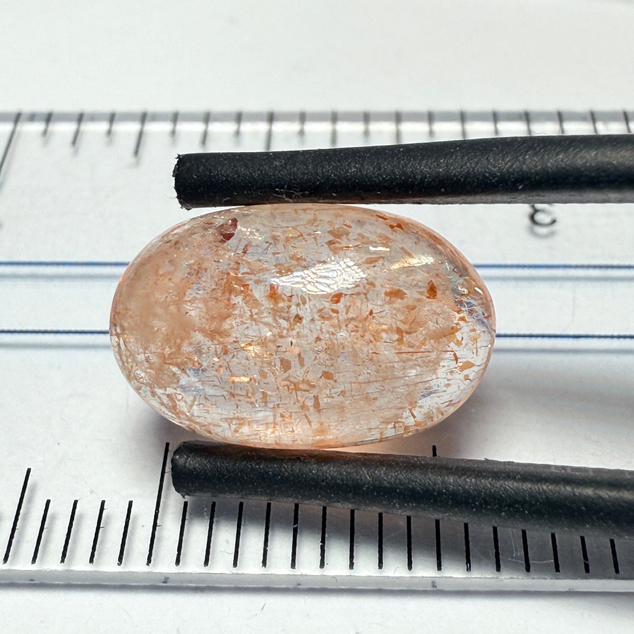 Confetti Sunstone Cabochon, 4.31ct, Tanzania, Untreated Unheated, flat backed