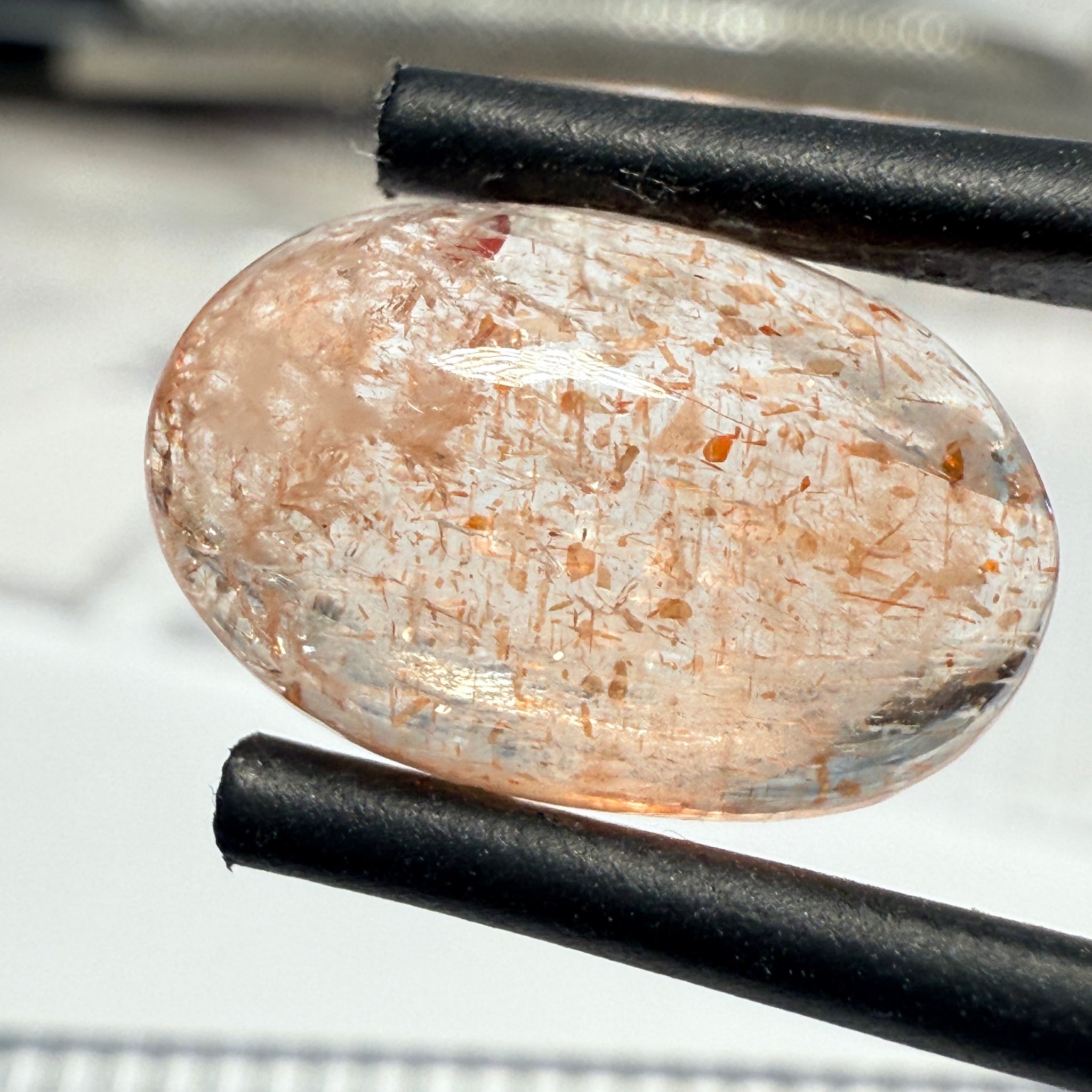 Confetti Sunstone Cabochon, 4.31ct, Tanzania, Untreated Unheated, flat backed