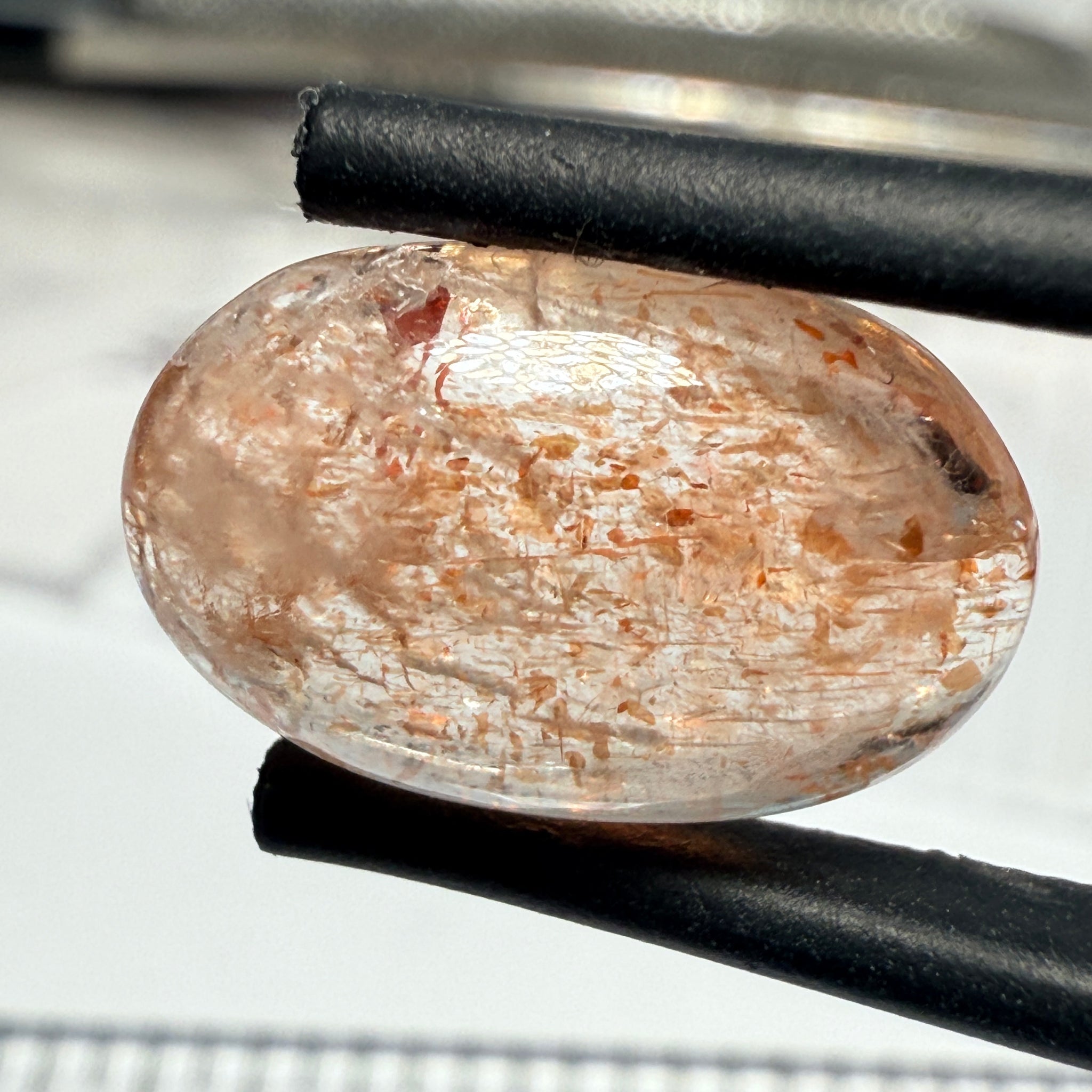 Confetti Sunstone Cabochon, 4.31ct, Tanzania, Untreated Unheated, flat backed