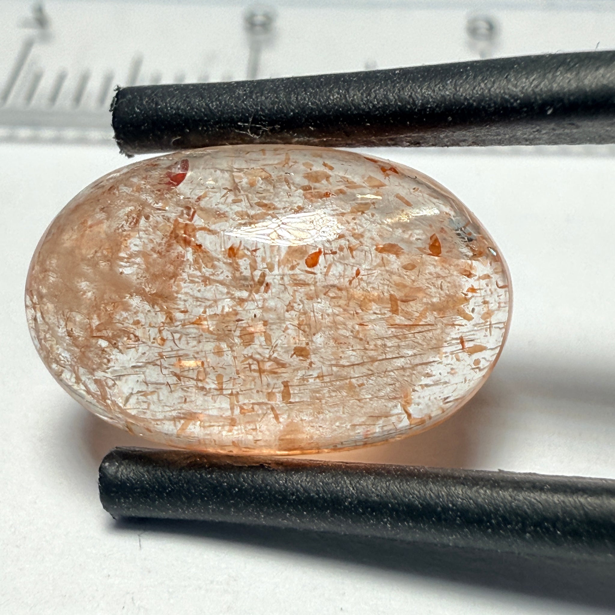 Confetti Sunstone Cabochon, 4.31ct, Tanzania, Untreated Unheated, flat backed