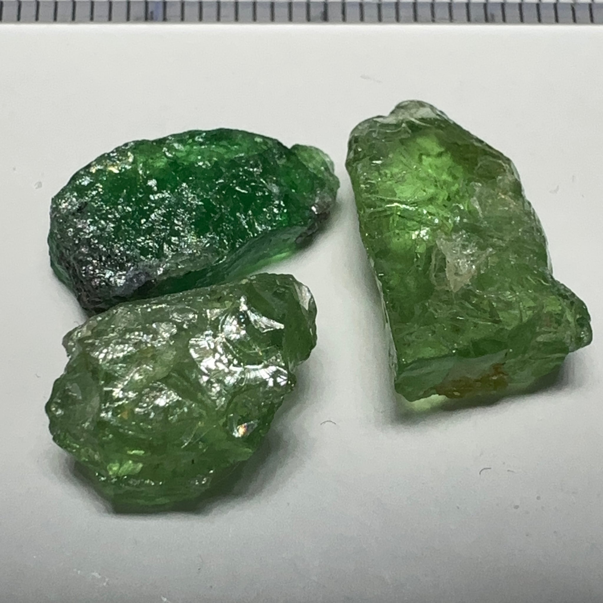 Tsavorite Garnet Lot, 16.91ct, Tanzania. Untreated Unheated. 4.20ct - 7.03ct. All included but transparent, good for setting in jewellery as is