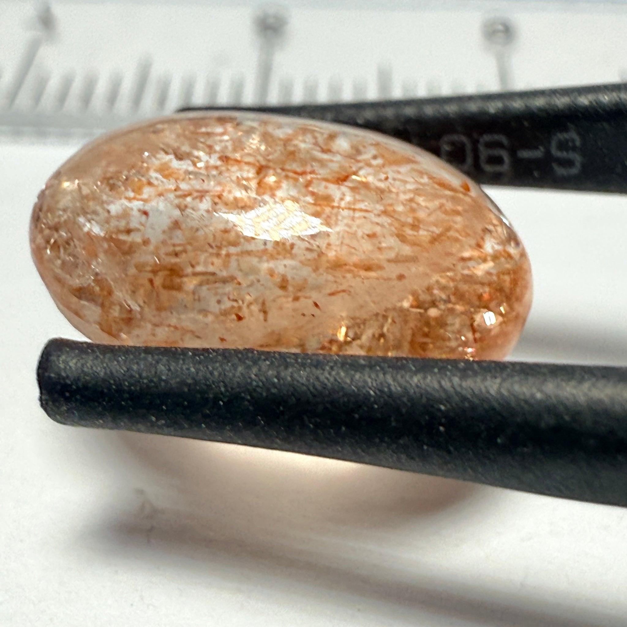 Confetti Sunstone Cabochon, 4.31ct, Tanzania, Untreated Unheated, flat backed