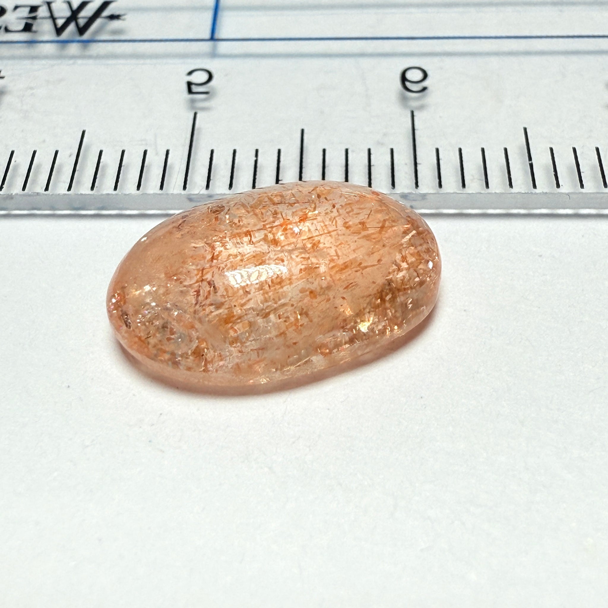 Confetti Sunstone Cabochon, 4.31ct, Tanzania, Untreated Unheated, flat backed