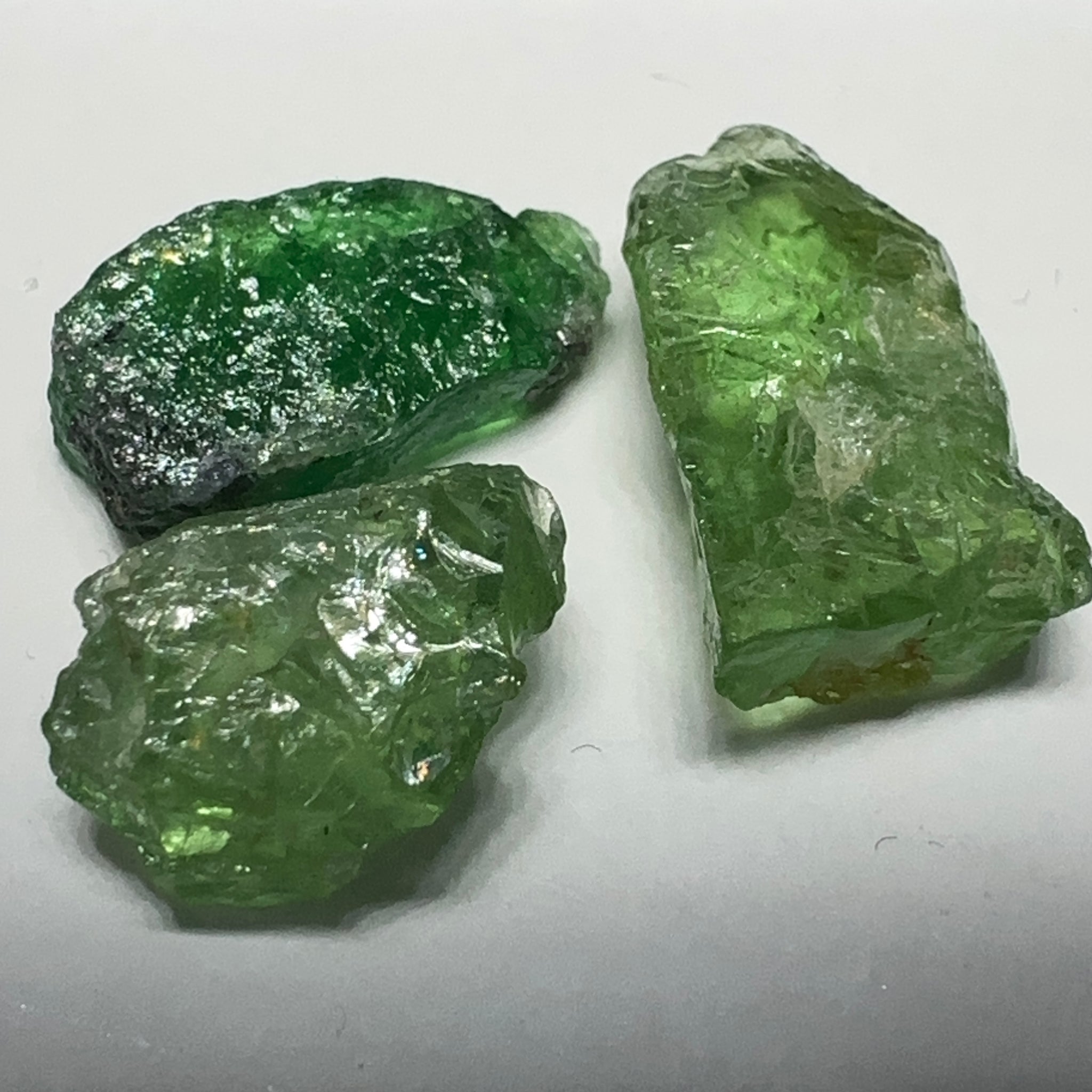 Tsavorite Garnet Lot, 16.91ct, Tanzania. Untreated Unheated. 4.20ct - 7.03ct. All included but transparent, good for setting in jewellery as is