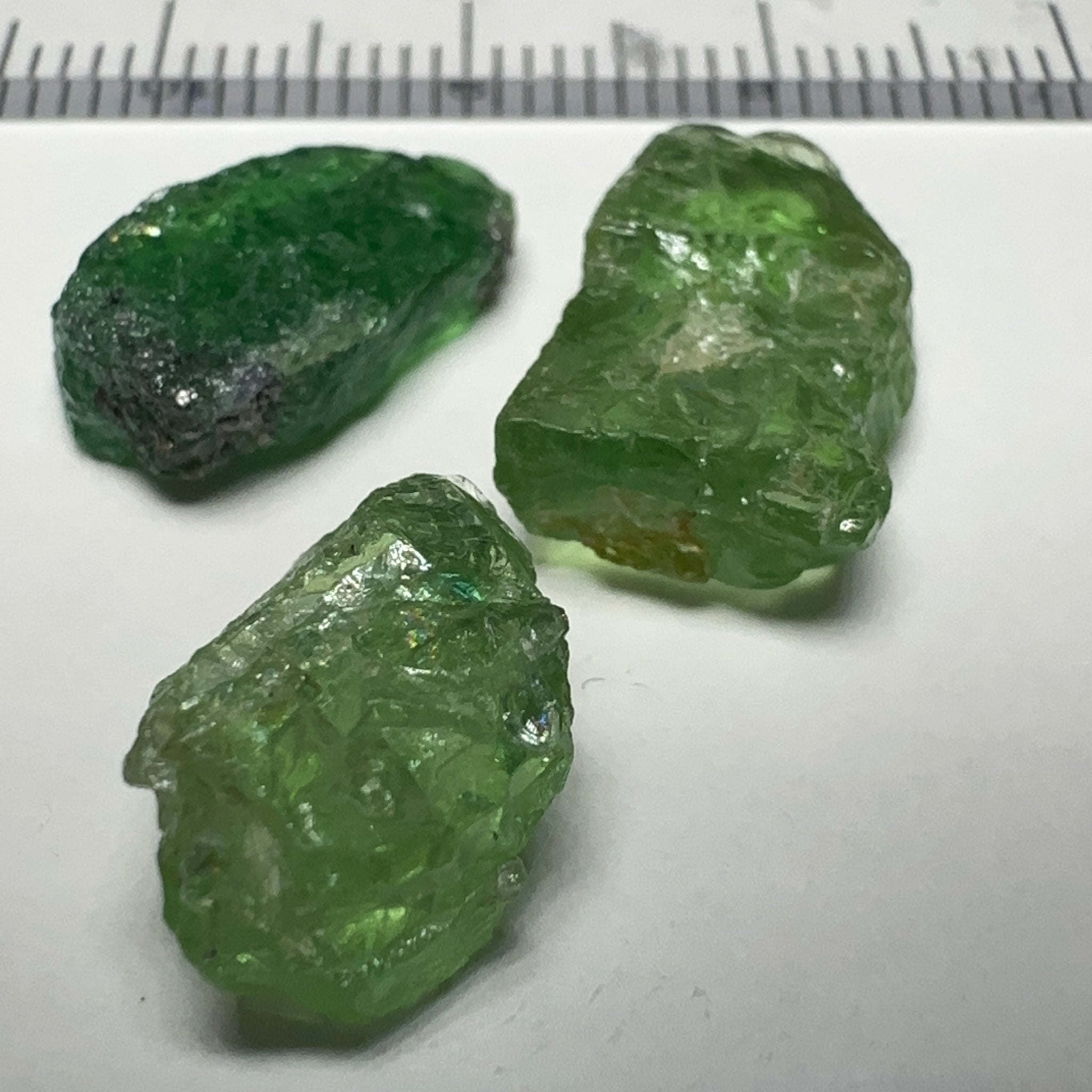 Tsavorite Garnet Lot, 16.91ct, Tanzania. Untreated Unheated. 4.20ct - 7.03ct. All included but transparent, good for setting in jewellery as is