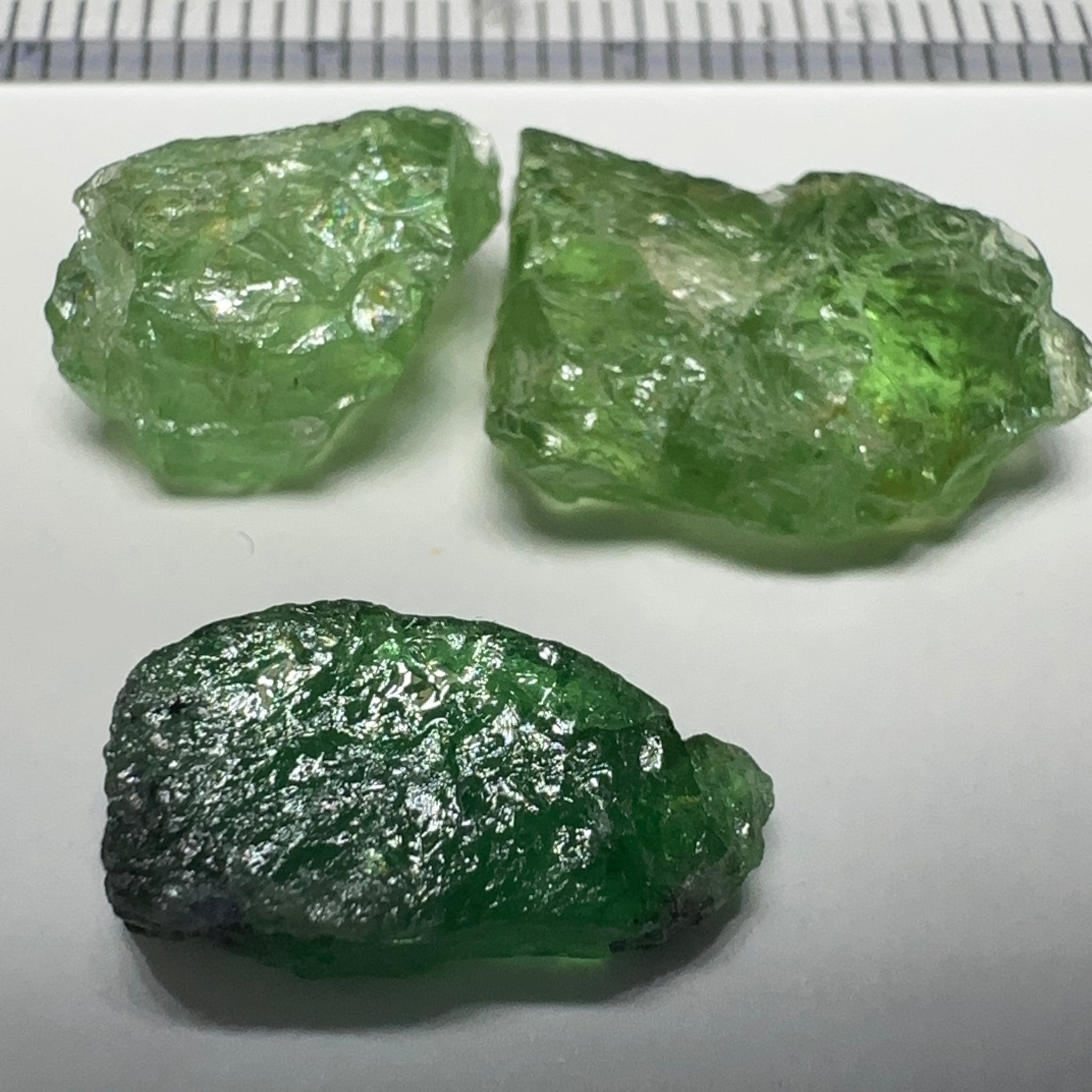 Tsavorite Garnet Lot, 16.91ct, Tanzania. Untreated Unheated. 4.20ct - 7.03ct. All included but transparent, good for setting in jewellery as is