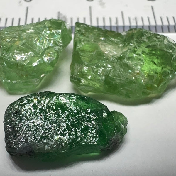 Tsavorite Garnet Lot, 16.91ct, Tanzania. Untreated Unheated. 4.20ct - 7.03ct. All included but transparent, good for setting in jewellery as is