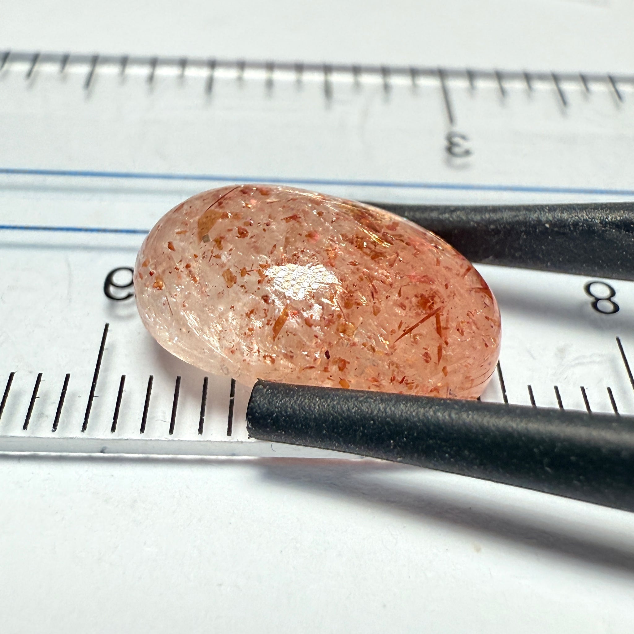 Confetti Sunstone Cabochon, 4.79ct, Tanzania, Untreated Unheated, flat backed