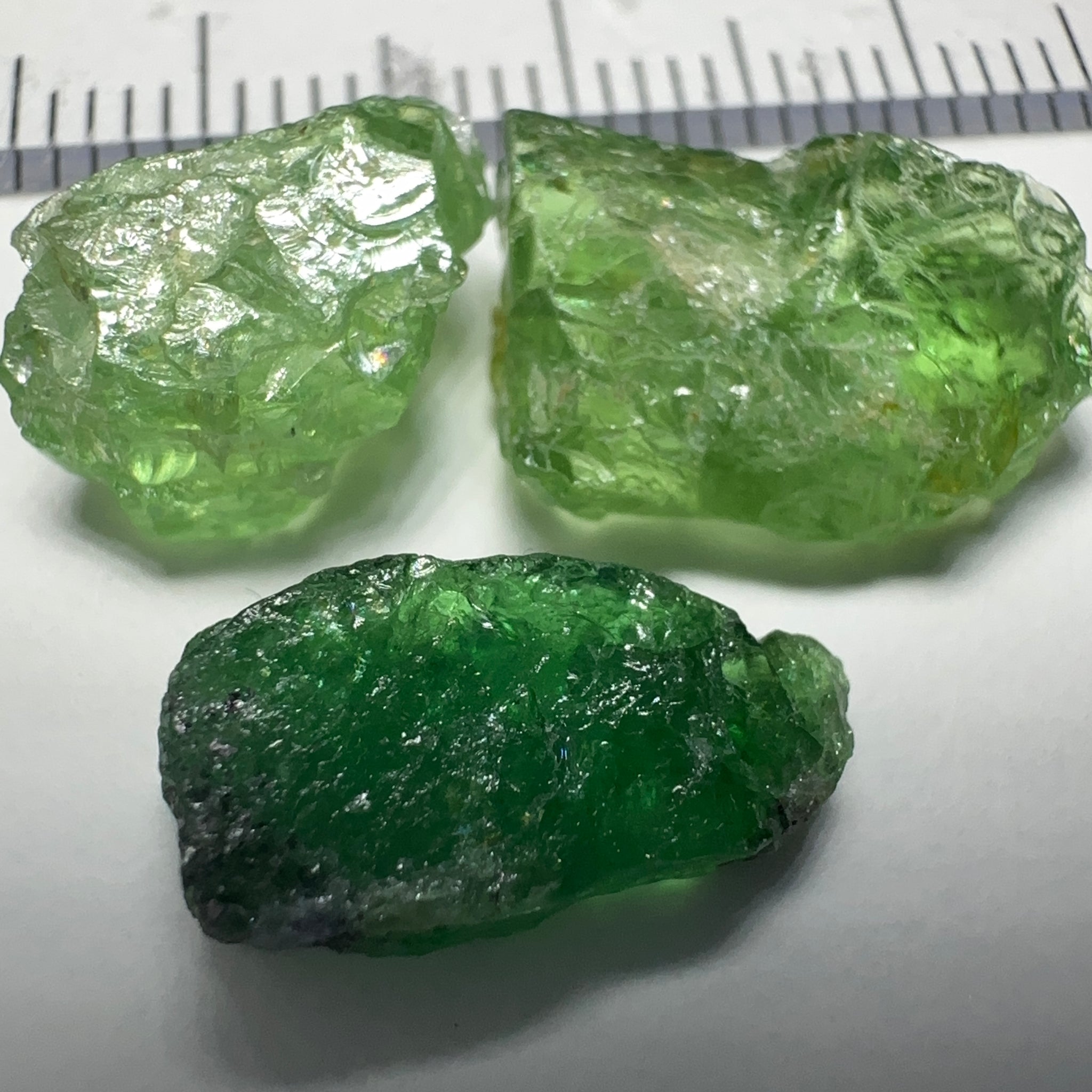 Tsavorite Garnet Lot, 16.91ct, Tanzania. Untreated Unheated. 4.20ct - 7.03ct. All included but transparent, good for setting in jewellery as is