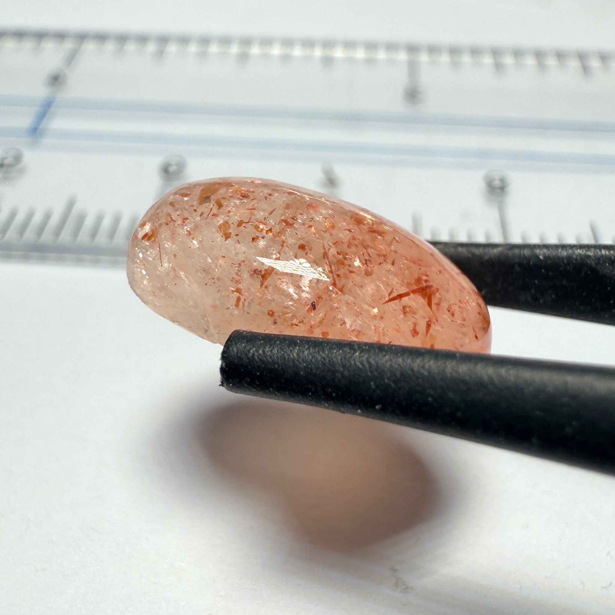Confetti Sunstone Cabochon, 4.79ct, Tanzania, Untreated Unheated, flat backed