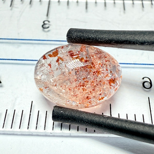 Confetti Sunstone Cabochon, 2.78ct, Tanzania, Untreated Unheated, flat backed