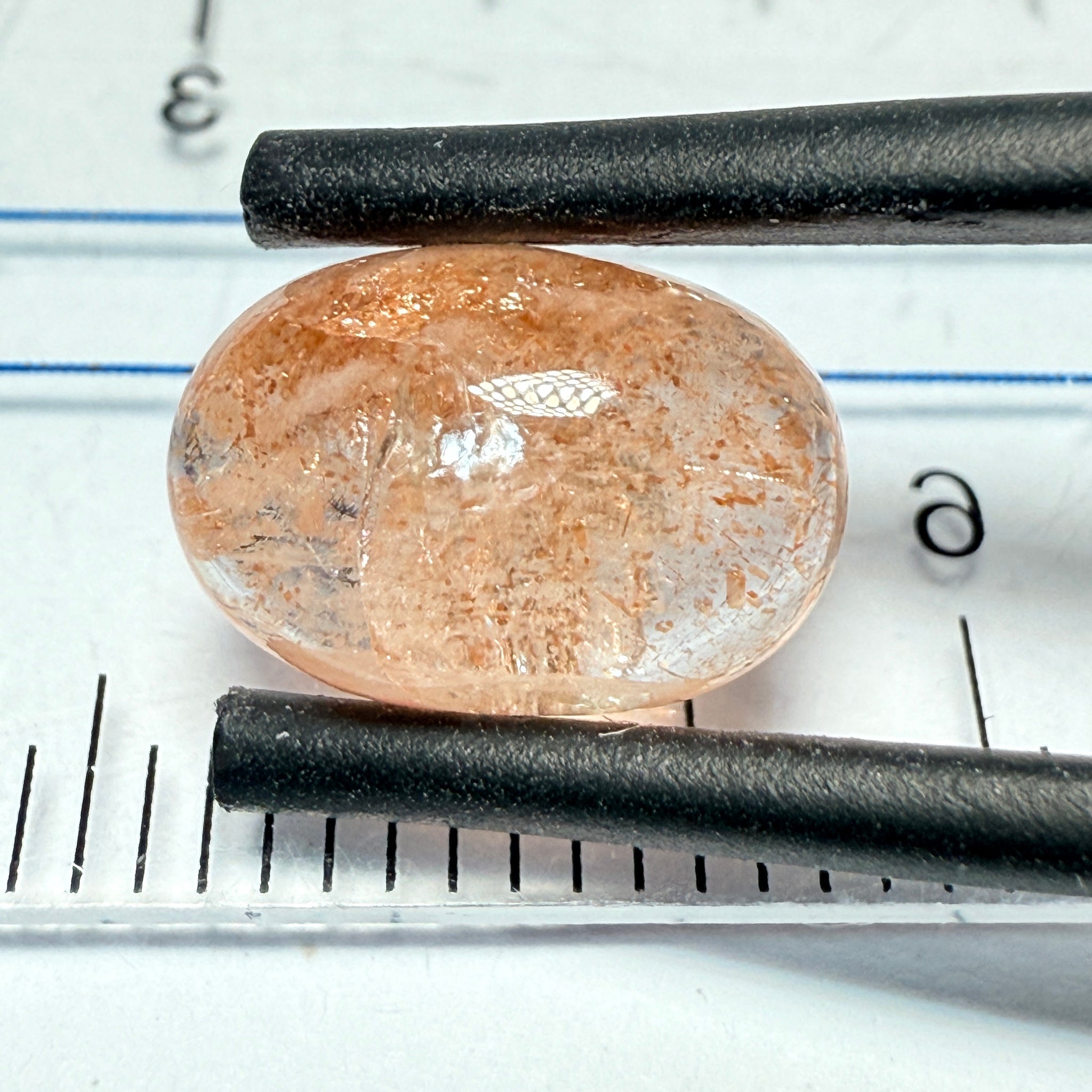 Confetti Sunstone Cabochon, 2.92ct, Tanzania, Untreated Unheated, flat backed