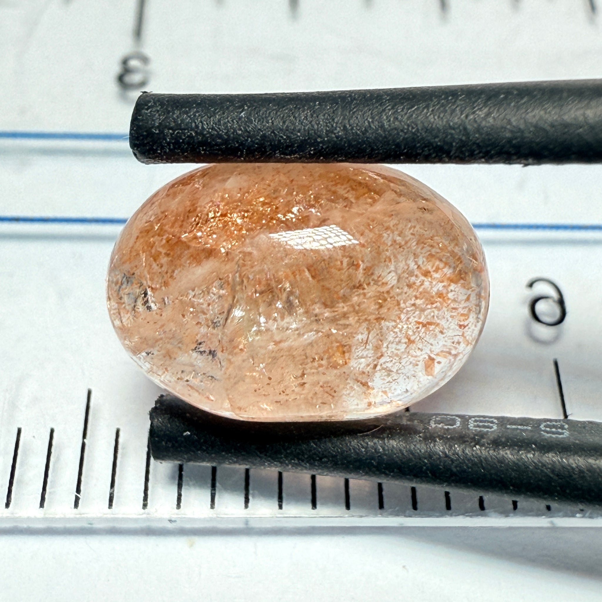 Confetti Sunstone Cabochon, 2.92ct, Tanzania, Untreated Unheated, flat backed
