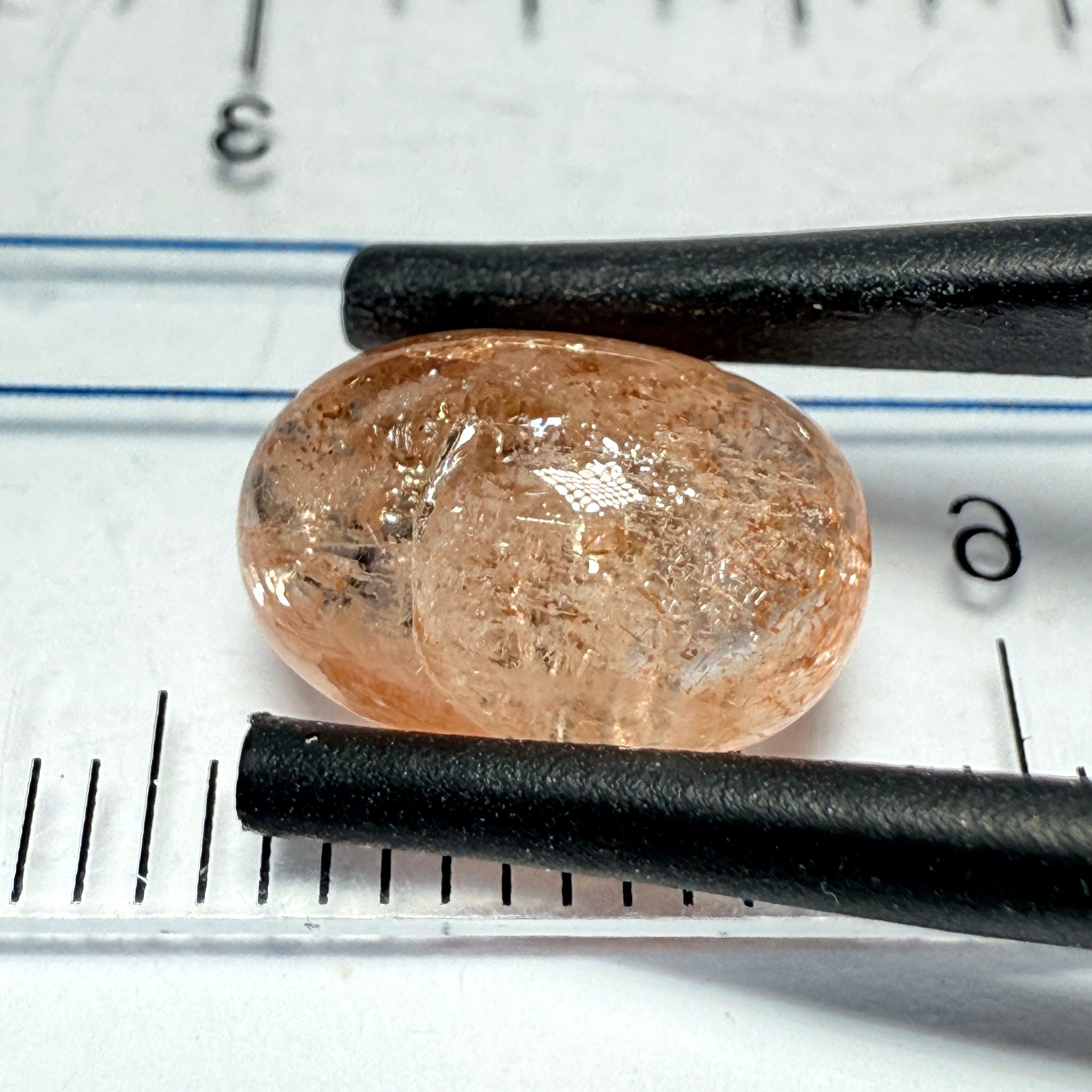 Confetti Sunstone Cabochon, 2.92ct, Tanzania, Untreated Unheated, flat backed