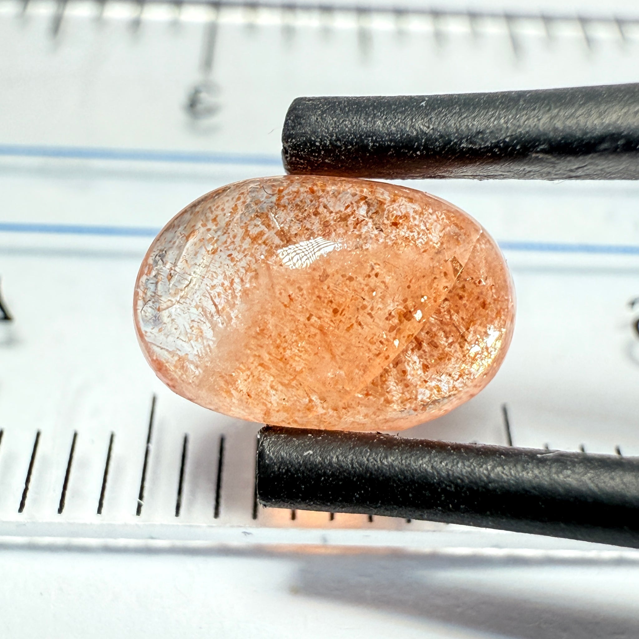 Confetti Sunstone Cabochon, 1.39ct, Tanzania, Untreated Unheated, flat backed