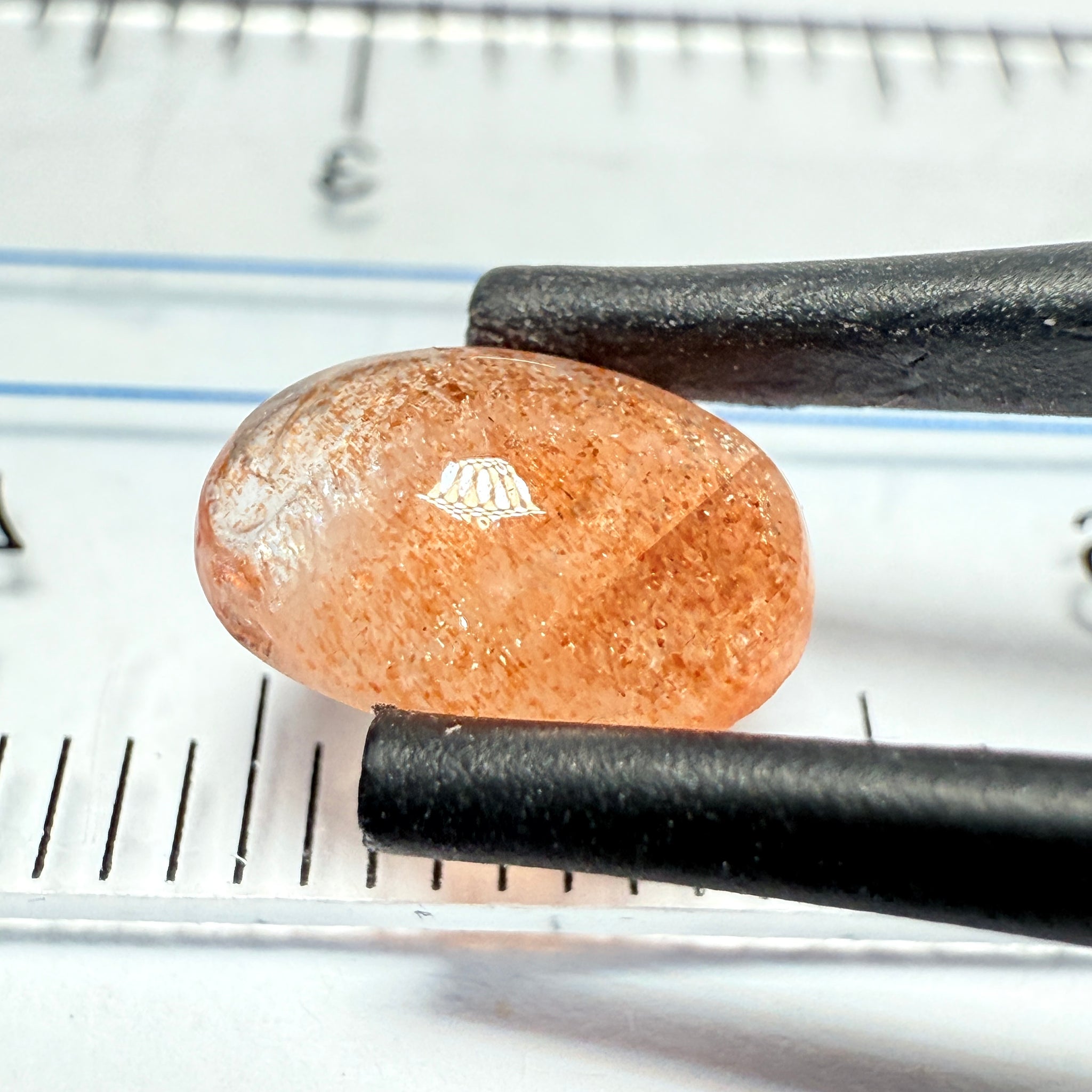 Confetti Sunstone Cabochon, 1.39ct, Tanzania, Untreated Unheated, flat backed