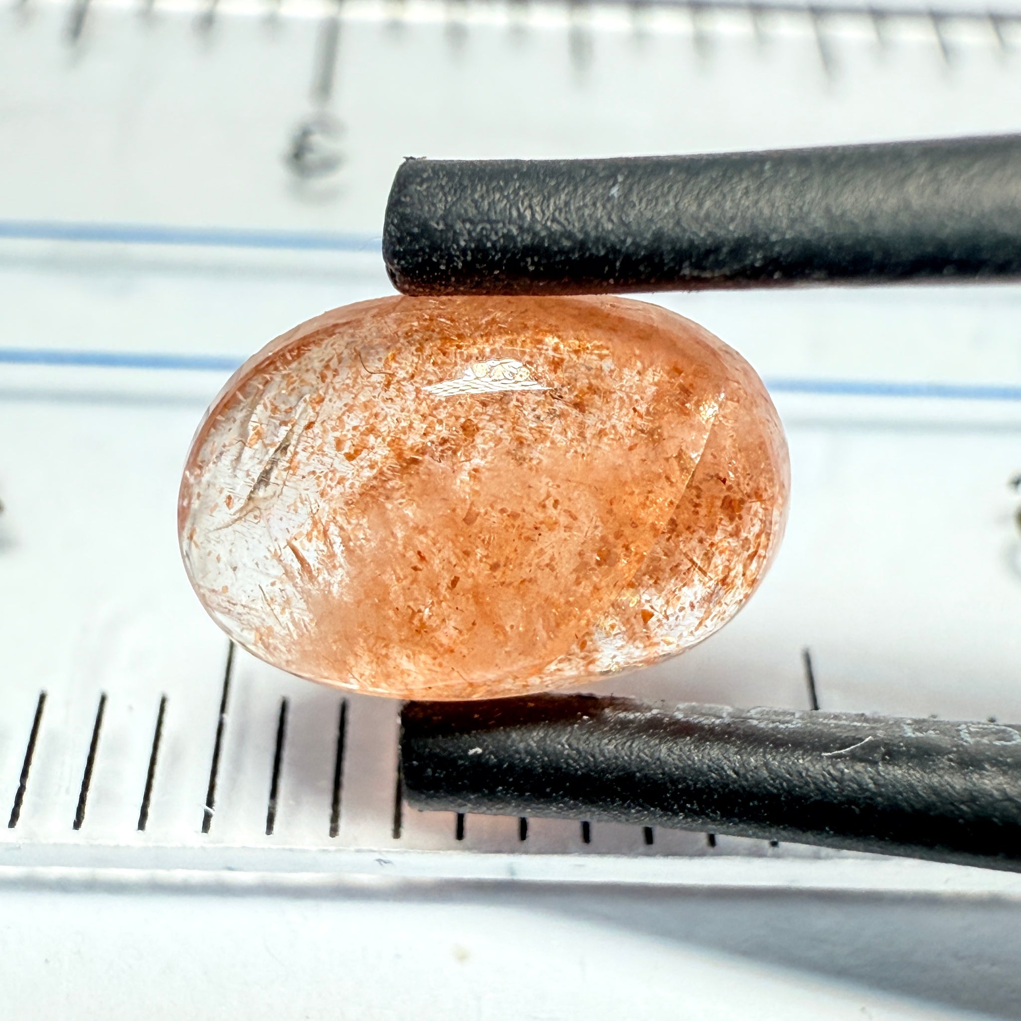 Confetti Sunstone Cabochon, 1.39ct, Tanzania, Untreated Unheated, flat backed
