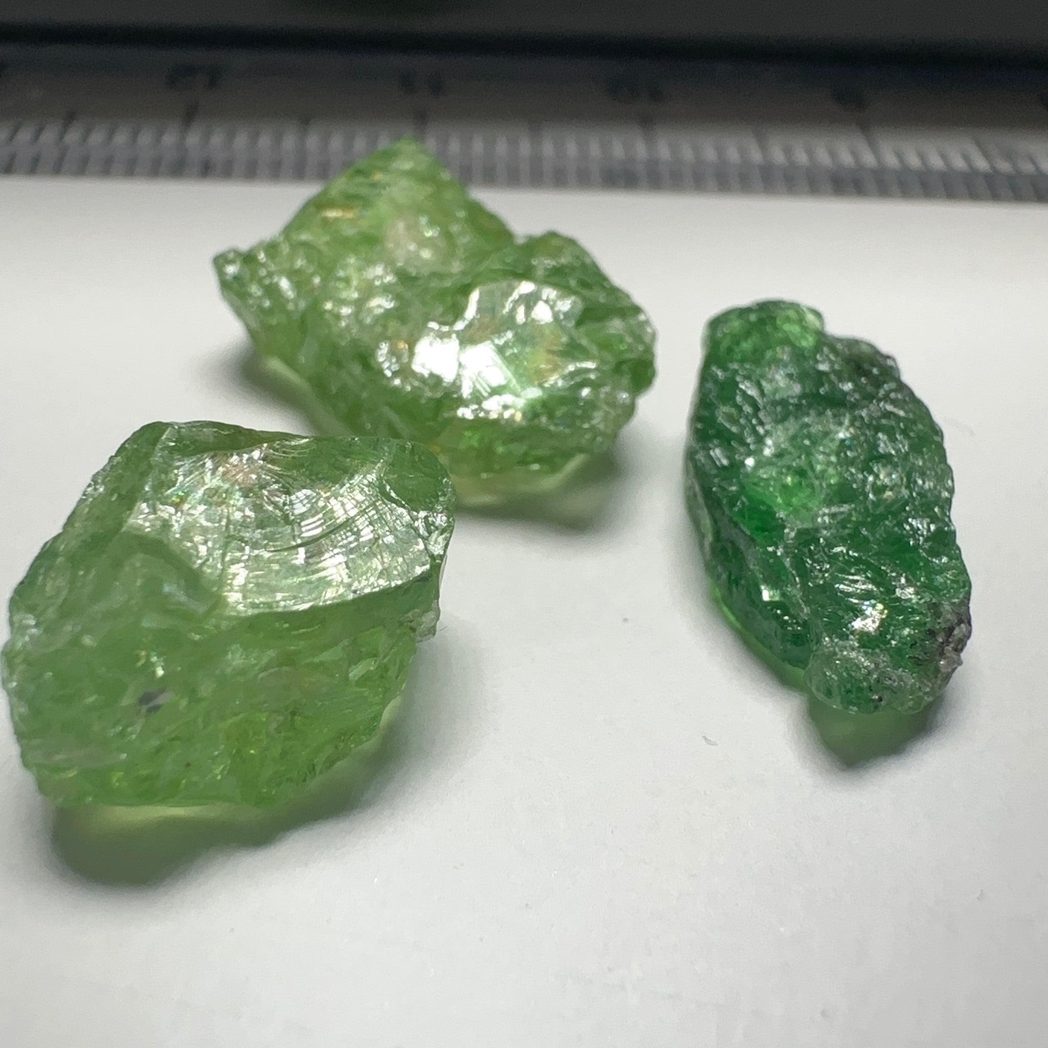 Tsavorite Garnet Lot, 16.91ct, Tanzania. Untreated Unheated. 4.20ct - 7.03ct. All included but transparent, good for setting in jewellery as is