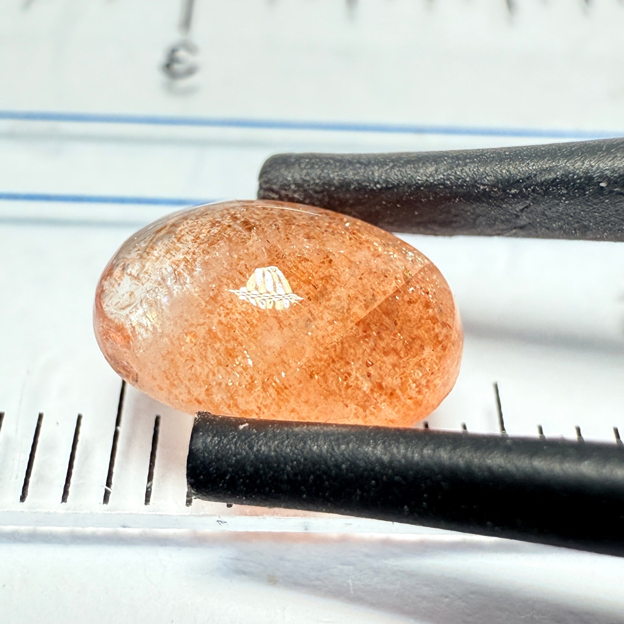 Confetti Sunstone Cabochon, 1.39ct, Tanzania, Untreated Unheated, flat backed
