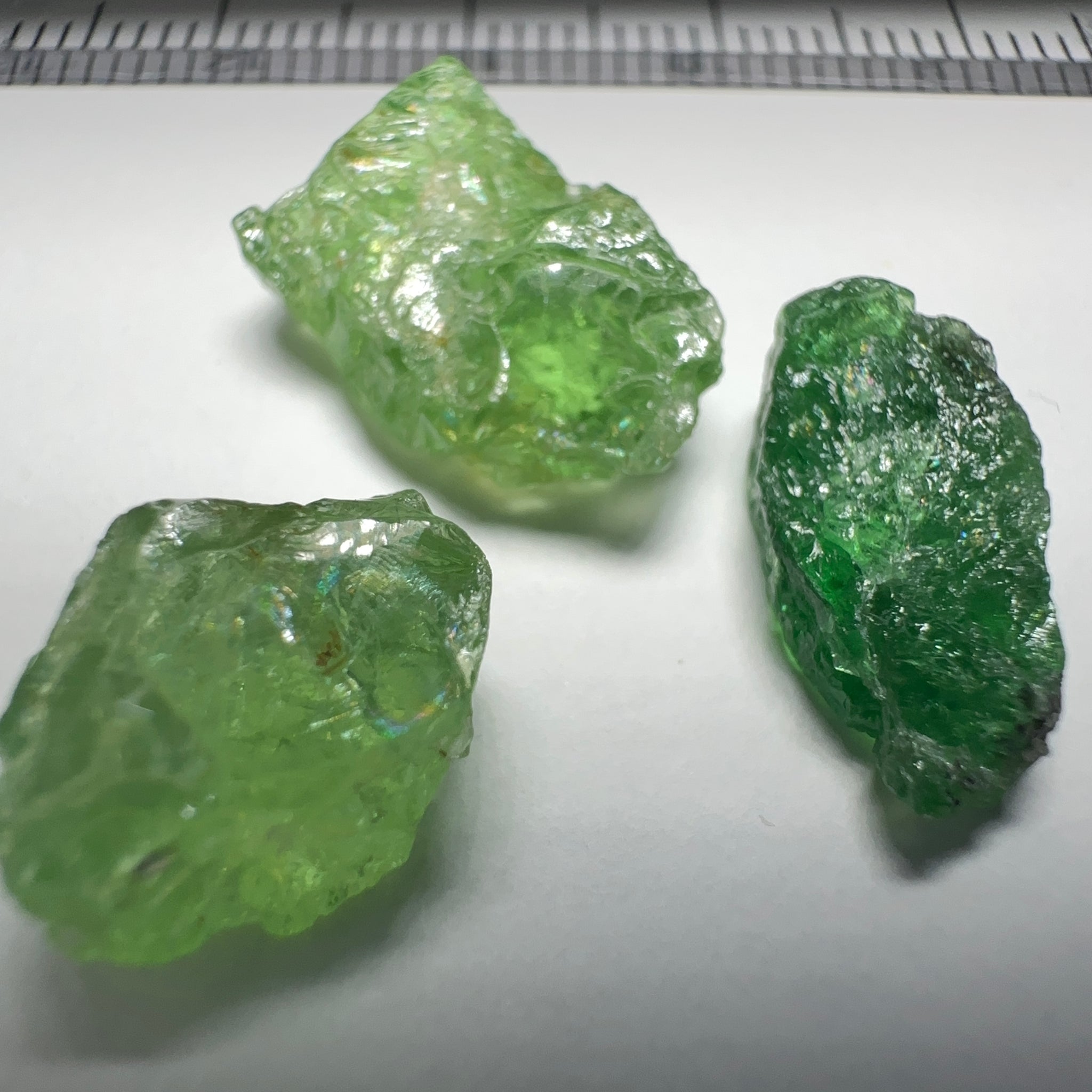 Tsavorite Garnet Lot, 16.91ct, Tanzania. Untreated Unheated. 4.20ct - 7.03ct. All included but transparent, good for setting in jewellery as is