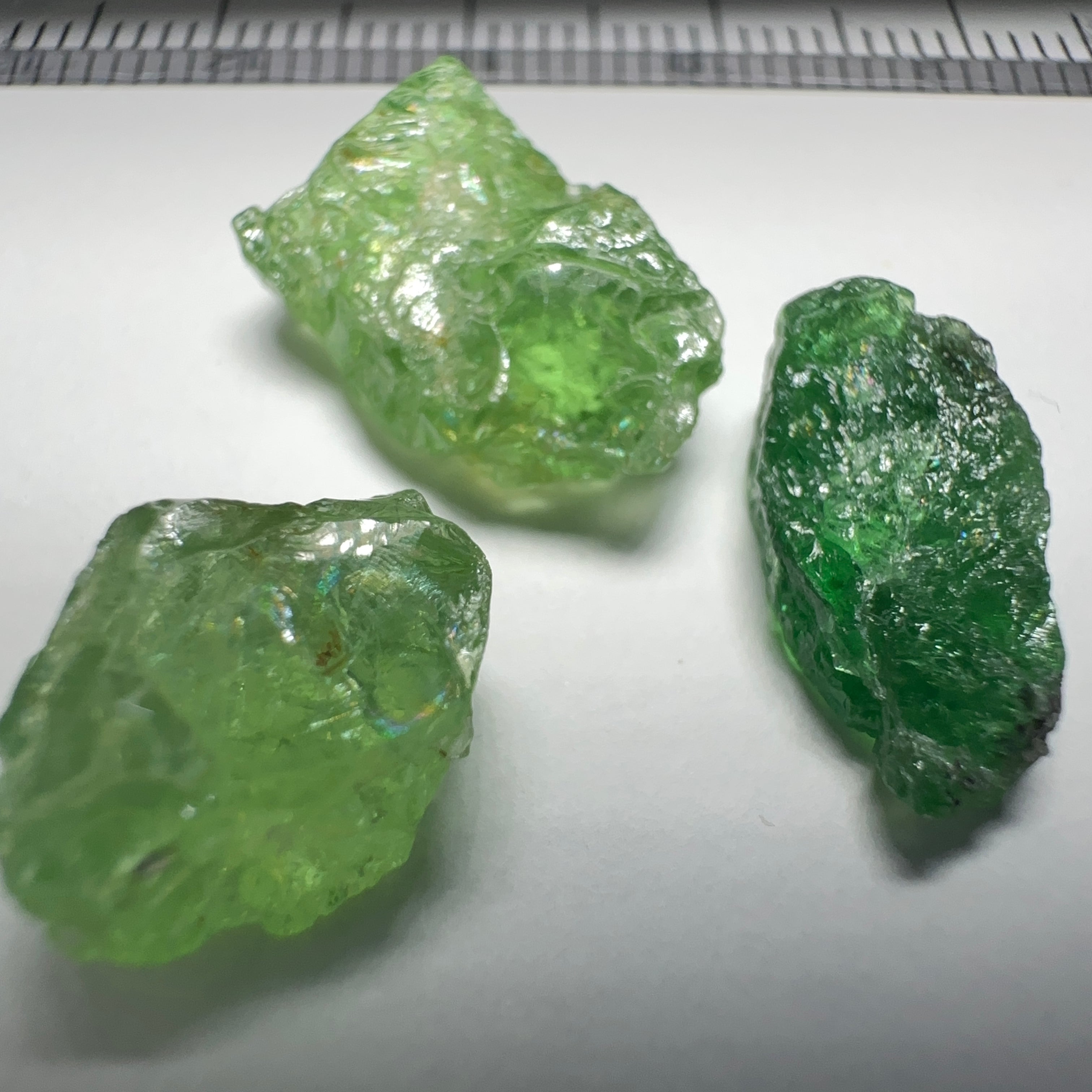 16.91ct Tsavorite Garnet Lot, Tanzania. Untreated Unheated. 4.20ct - 7.03ct. All included but transparent, good for setting in jewellery as is