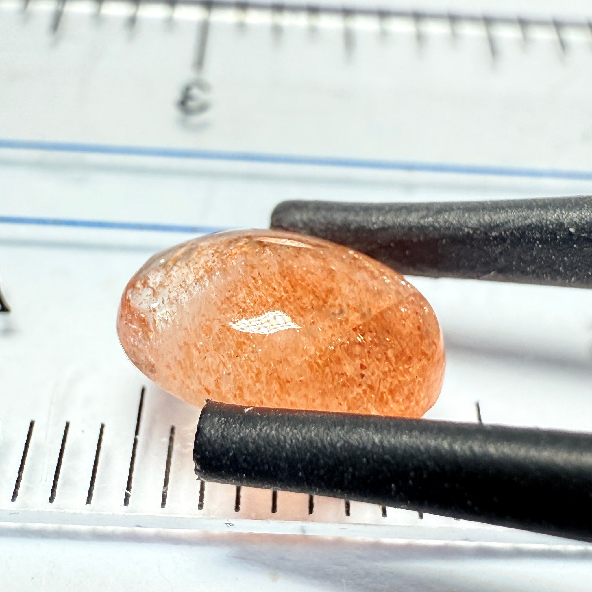 Confetti Sunstone Cabochon, 1.39ct, Tanzania, Untreated Unheated, flat backed