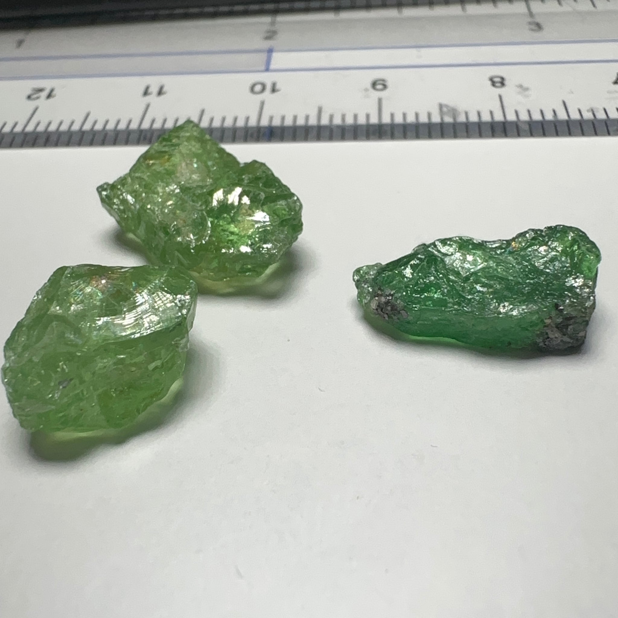 Tsavorite Garnet Lot, 16.91ct, Tanzania. Untreated Unheated. 4.20ct - 7.03ct. All included but transparent, good for setting in jewellery as is