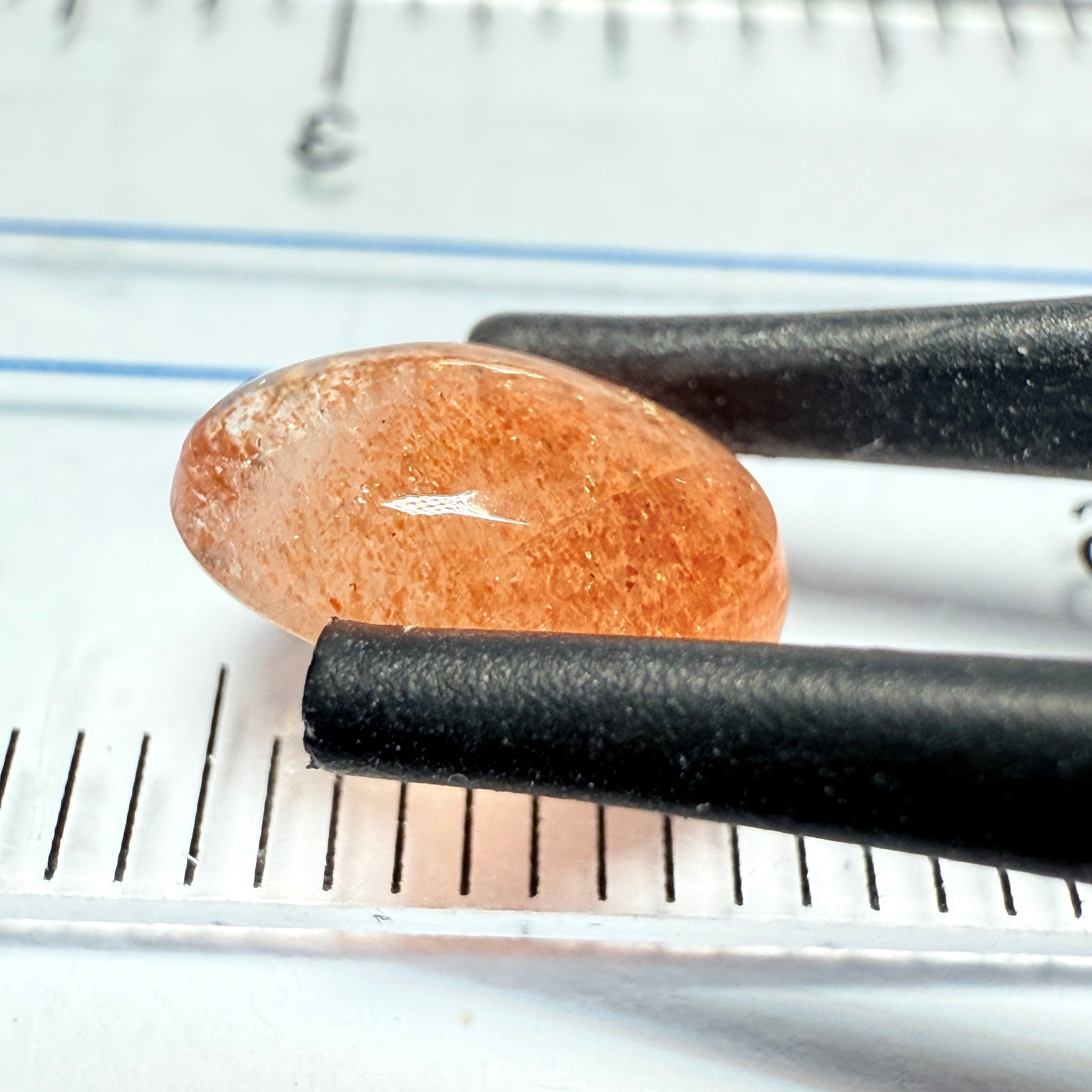 Confetti Sunstone Cabochon, 1.39ct, Tanzania, Untreated Unheated, flat backed