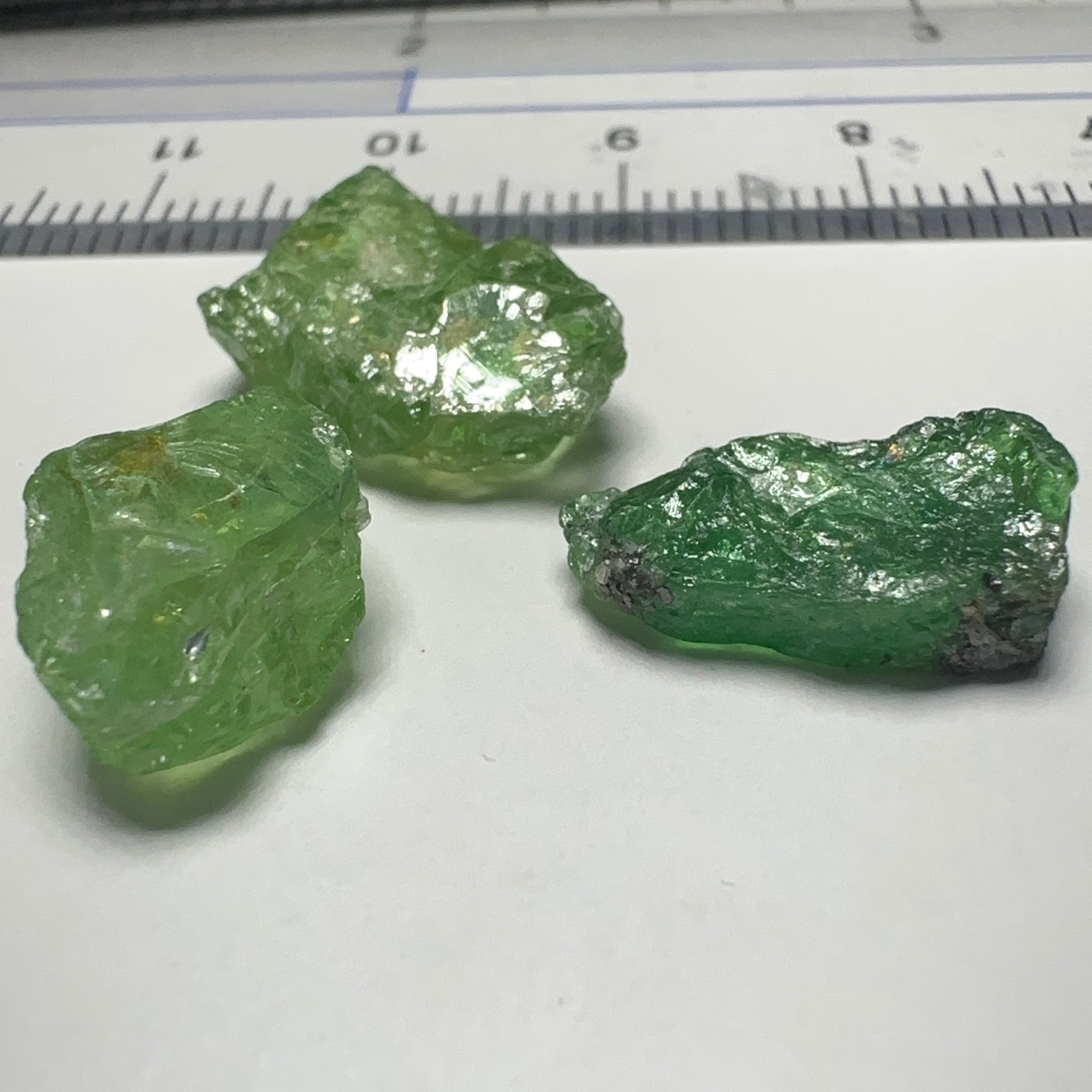 Tsavorite Garnet Lot, 16.91ct, Tanzania. Untreated Unheated. 4.20ct - 7.03ct. All included but transparent, good for setting in jewellery as is