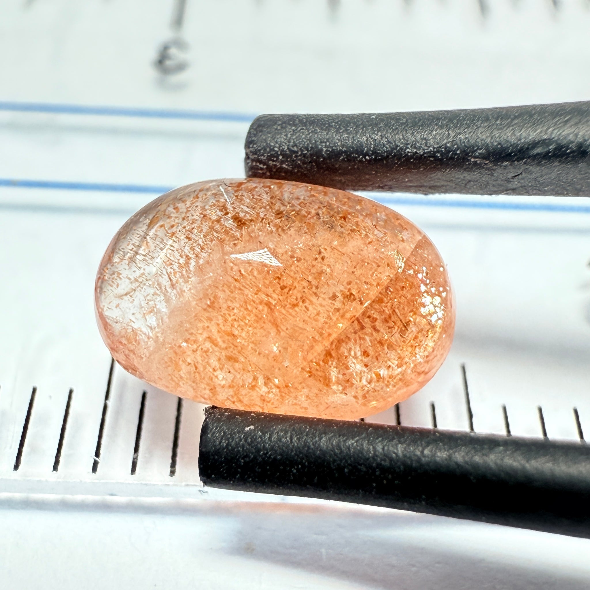 Confetti Sunstone Cabochon, 1.39ct, Tanzania, Untreated Unheated, flat backed