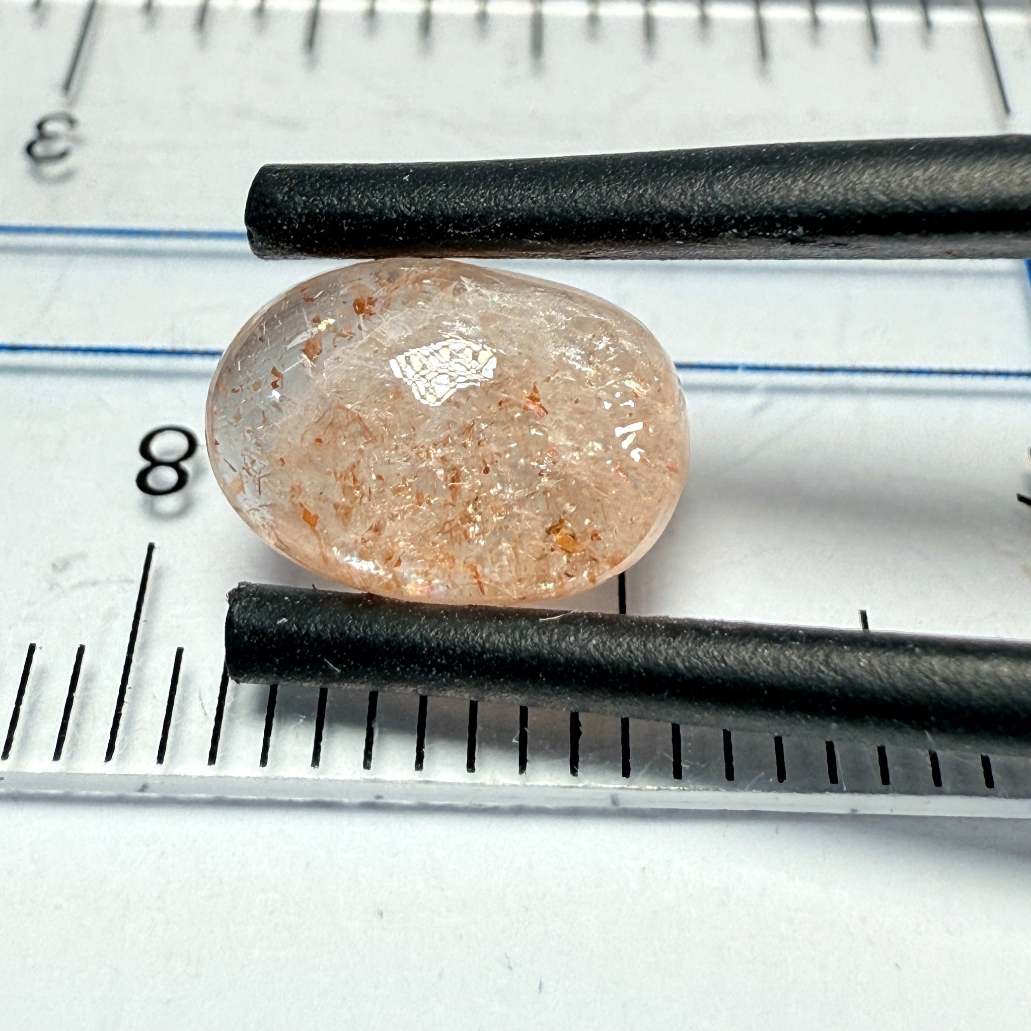Confetti Sunstone Cabochon, 1.94ct, Tanzania, Untreated Unheated, flat backed
