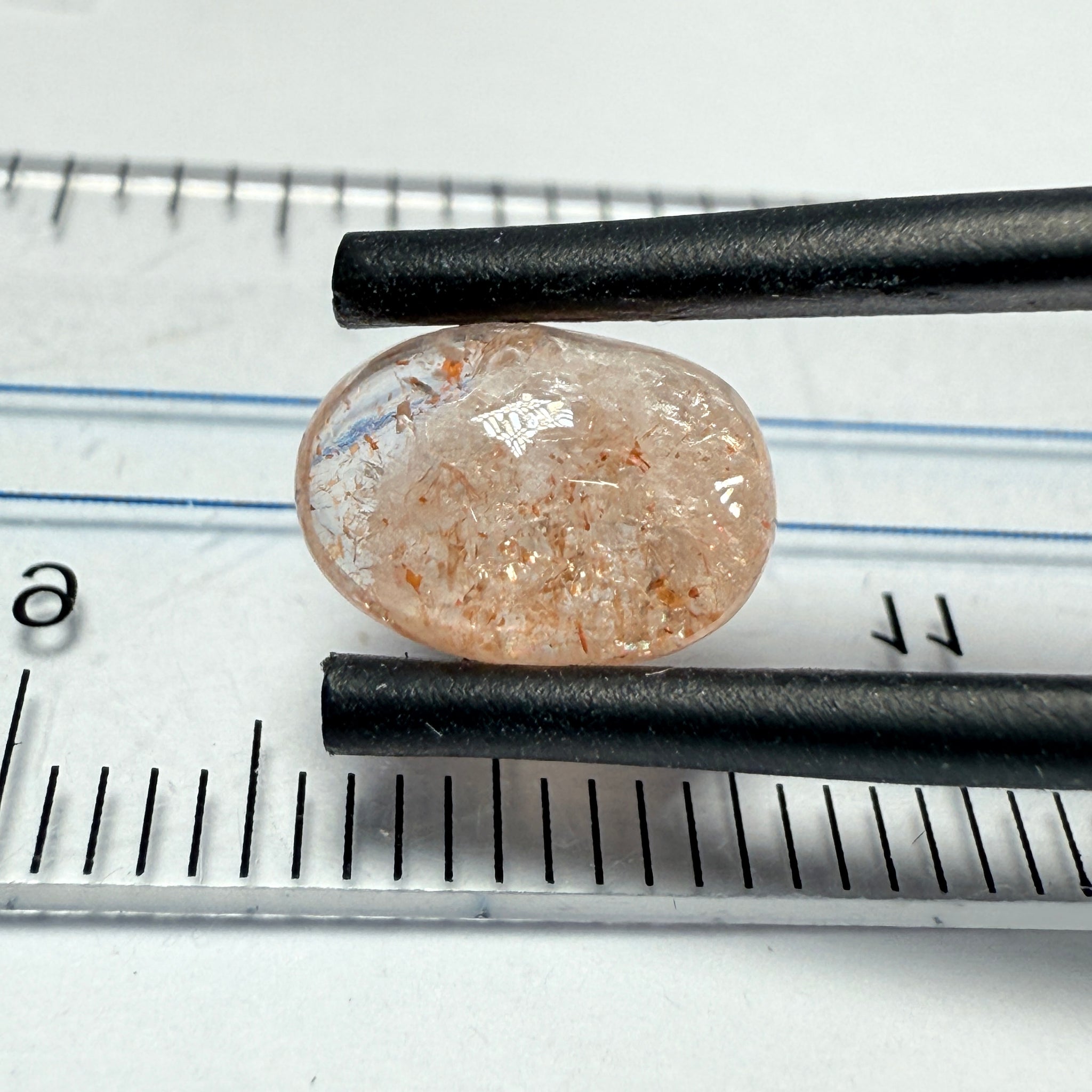 Confetti Sunstone Cabochon, 1.94ct, Tanzania, Untreated Unheated, flat backed