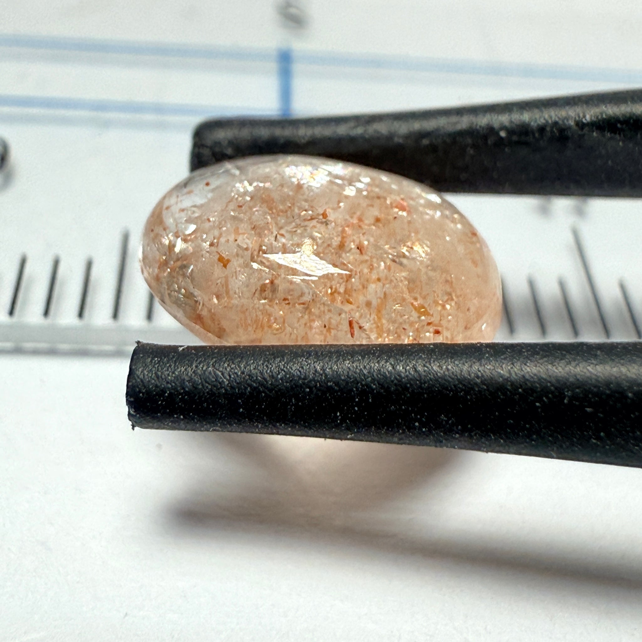 Confetti Sunstone Cabochon, 1.94ct, Tanzania, Untreated Unheated, flat backed