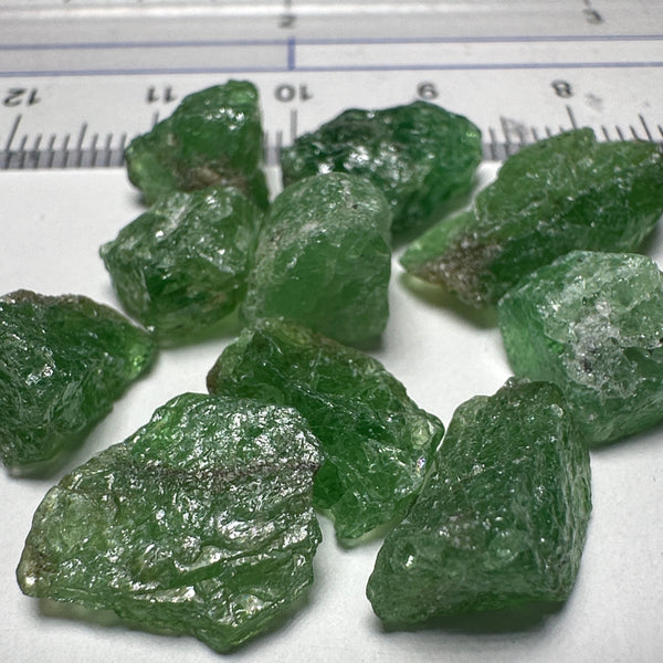 Tsavorite Garnet Lot, 54.46ct, Tanzania. Untreated Unheated. 3.98ct - 7.76ct. All included slightly transparent, good for setting in jewellery as is or as specimens to add to a collection