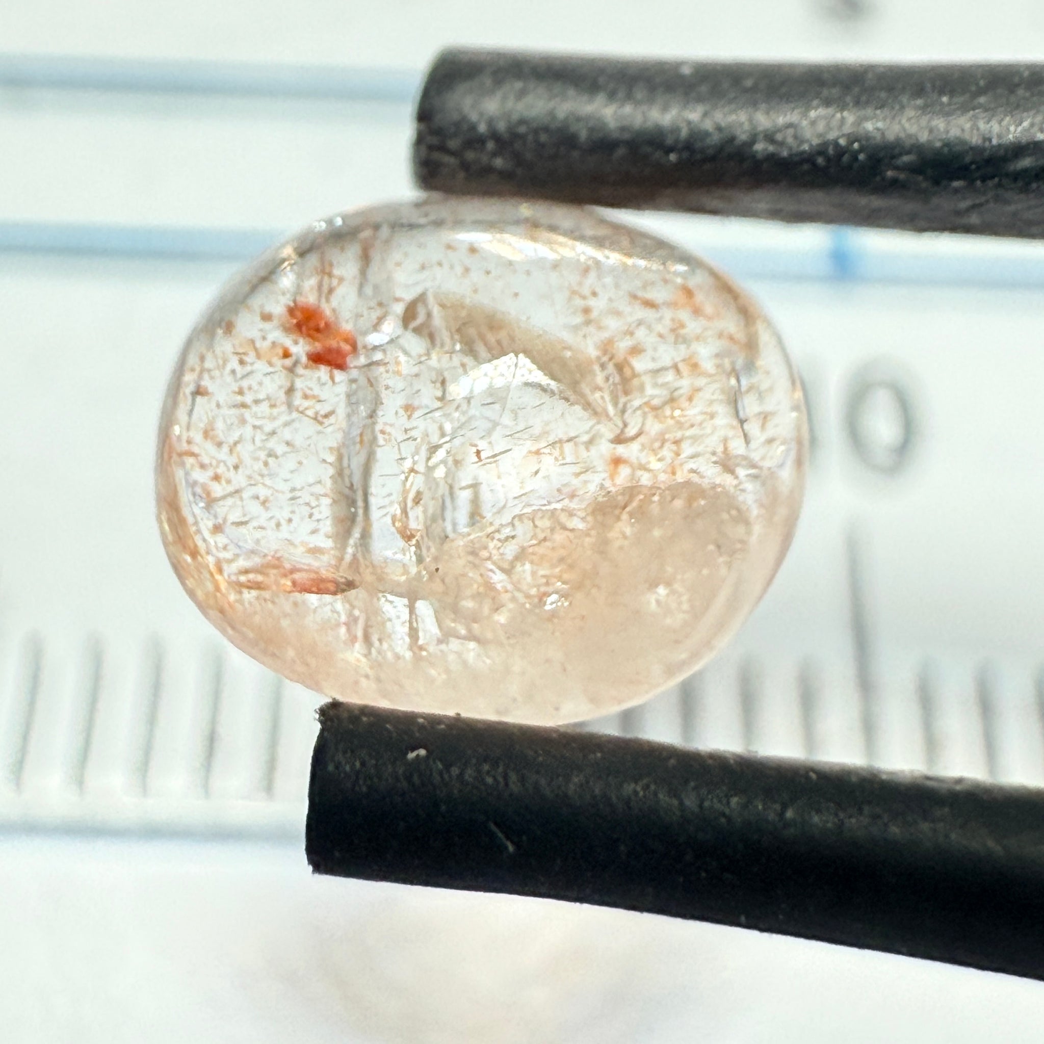 Confetti Sunstone Cabochon, 1.55ct, Tanzania, Untreated Unheated, flat backed