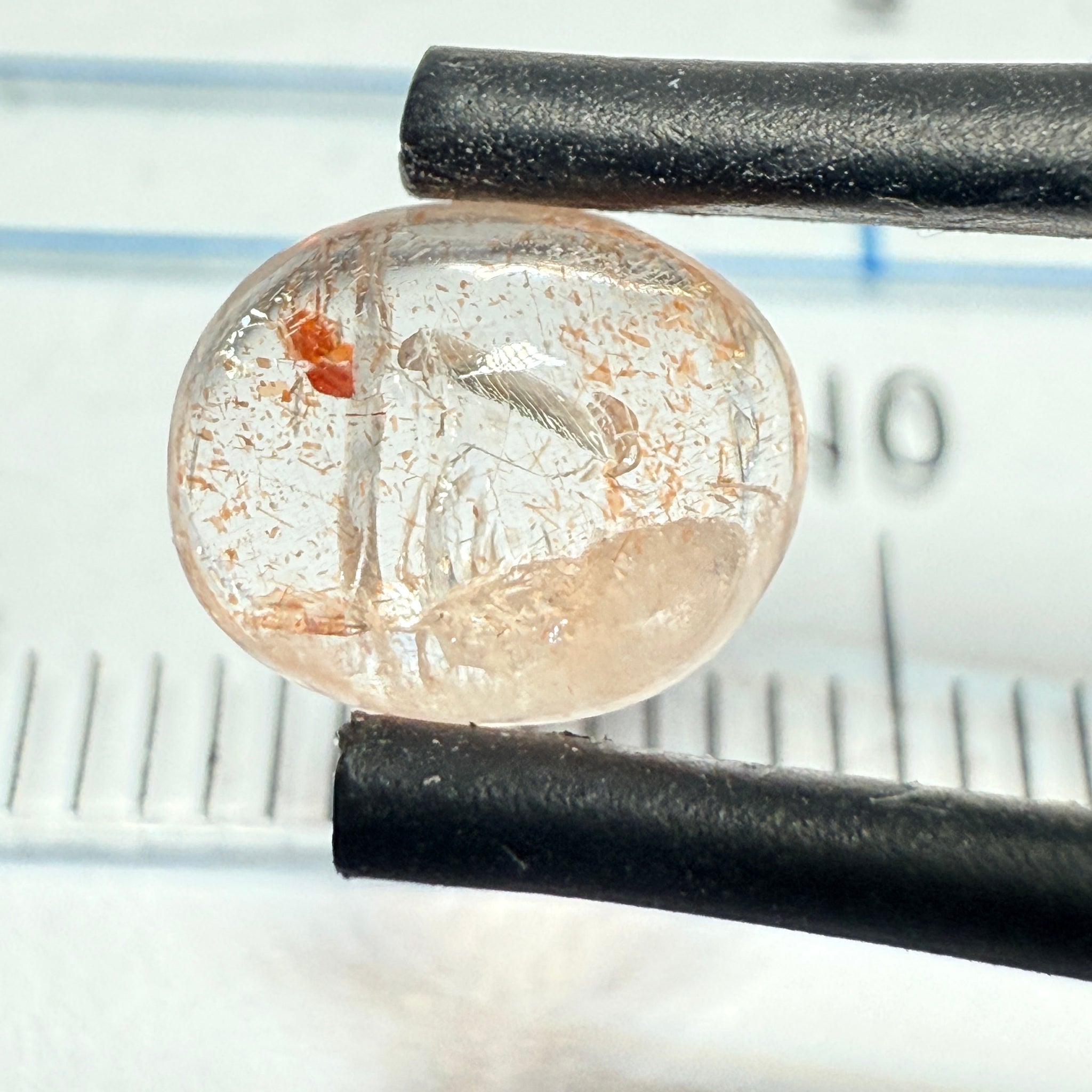 Confetti Sunstone Cabochon, 1.55ct, Tanzania, Untreated Unheated, flat backed