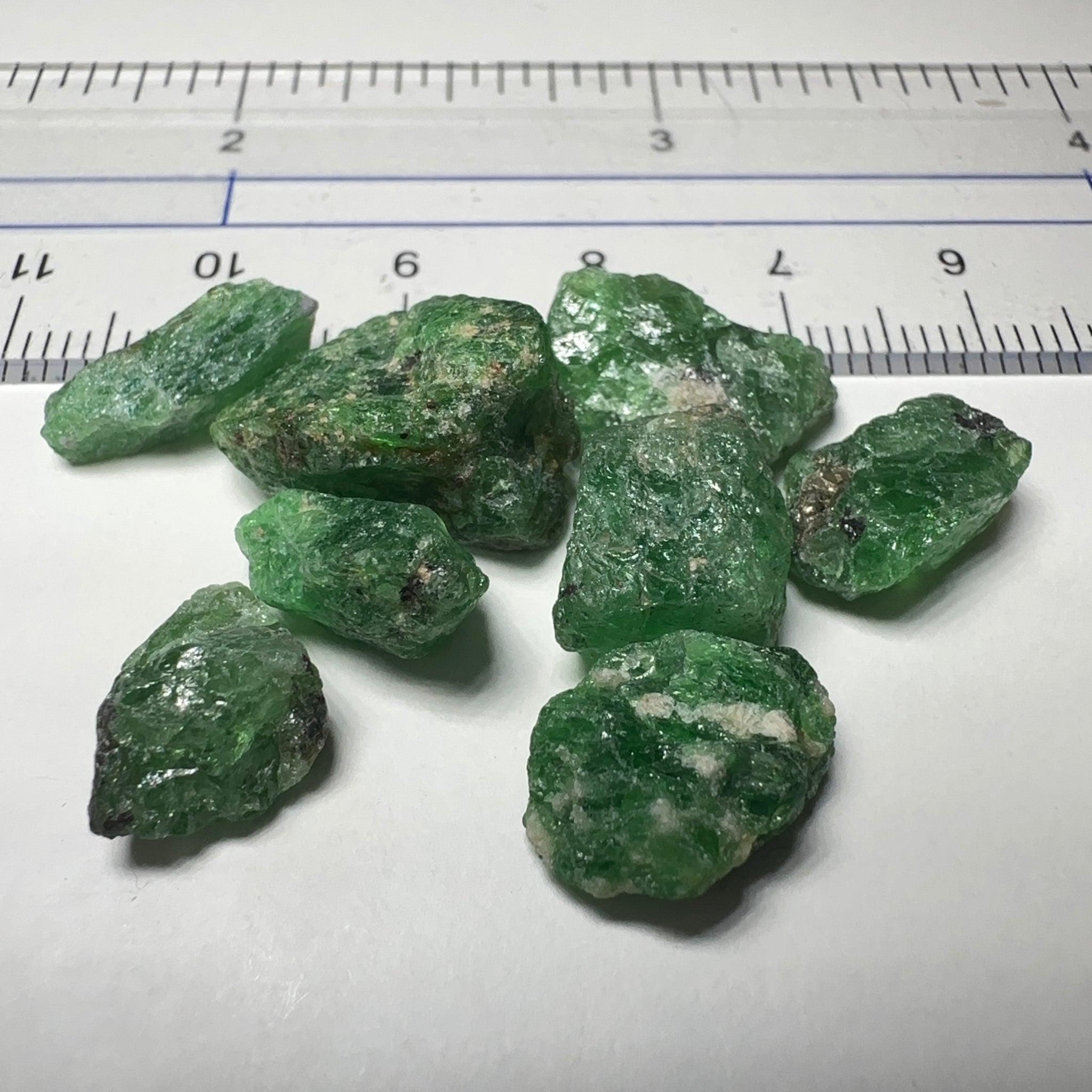 Tsavorite Garnet Lot, 48.73ct, Tanzania. Untreated Unheated. 3.05ct- 12.67ct. Good as specimens to add to a collection