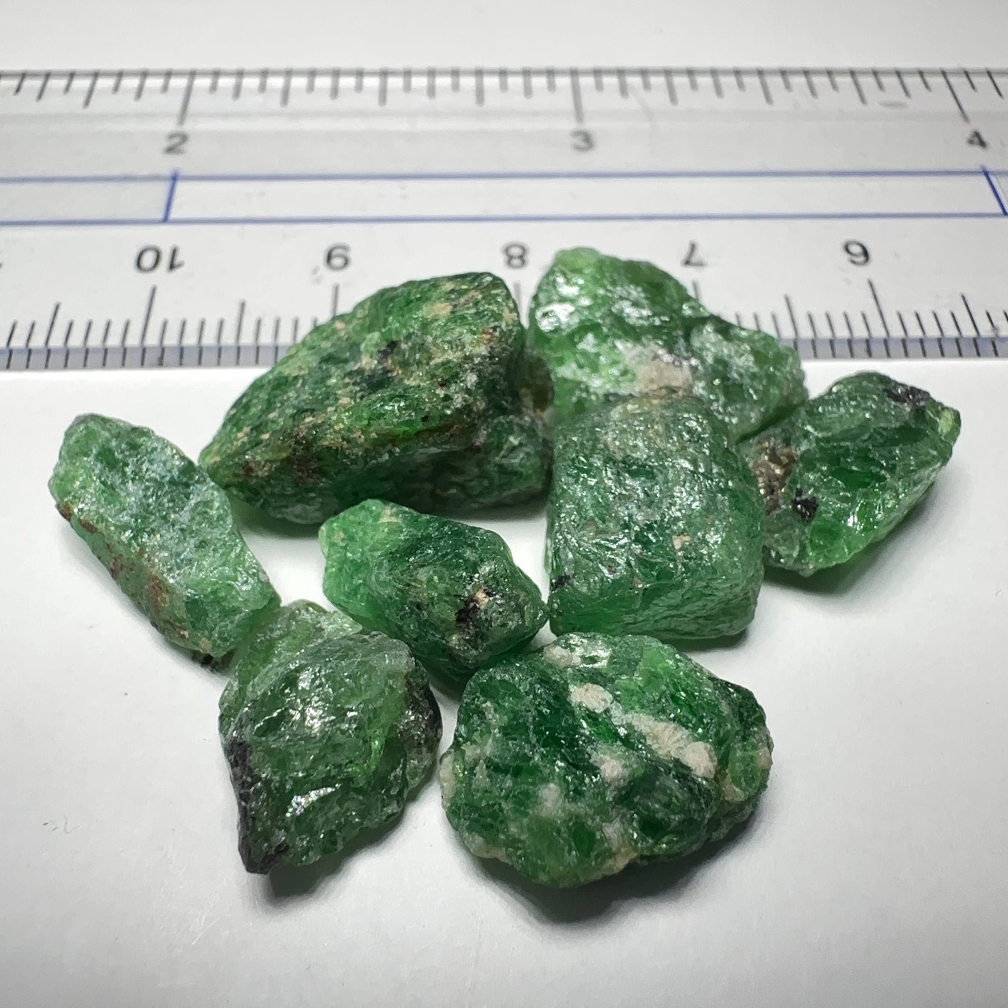Tsavorite Garnet Lot, 48.73ct, Tanzania. Untreated Unheated. 3.05ct- 12.67ct. Good as specimens to add to a collection